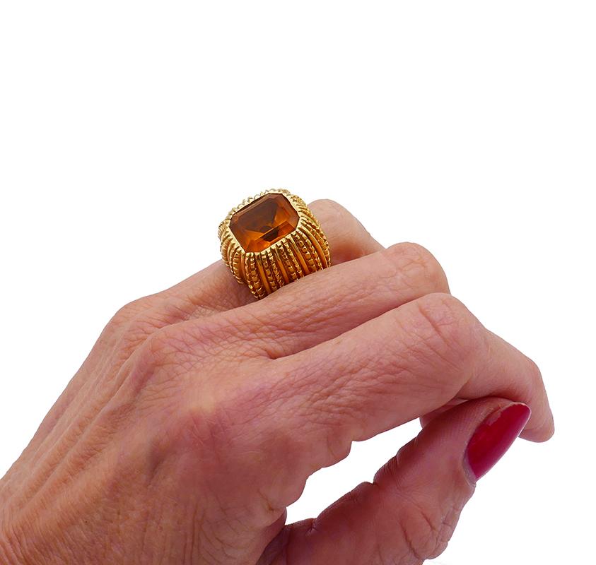 Vintage Verdura Ring 18k Gold Citrine Italy Estate Jewelry 1