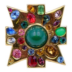 Vintage Verdura Style Faux Gemstones Brooch 2000s