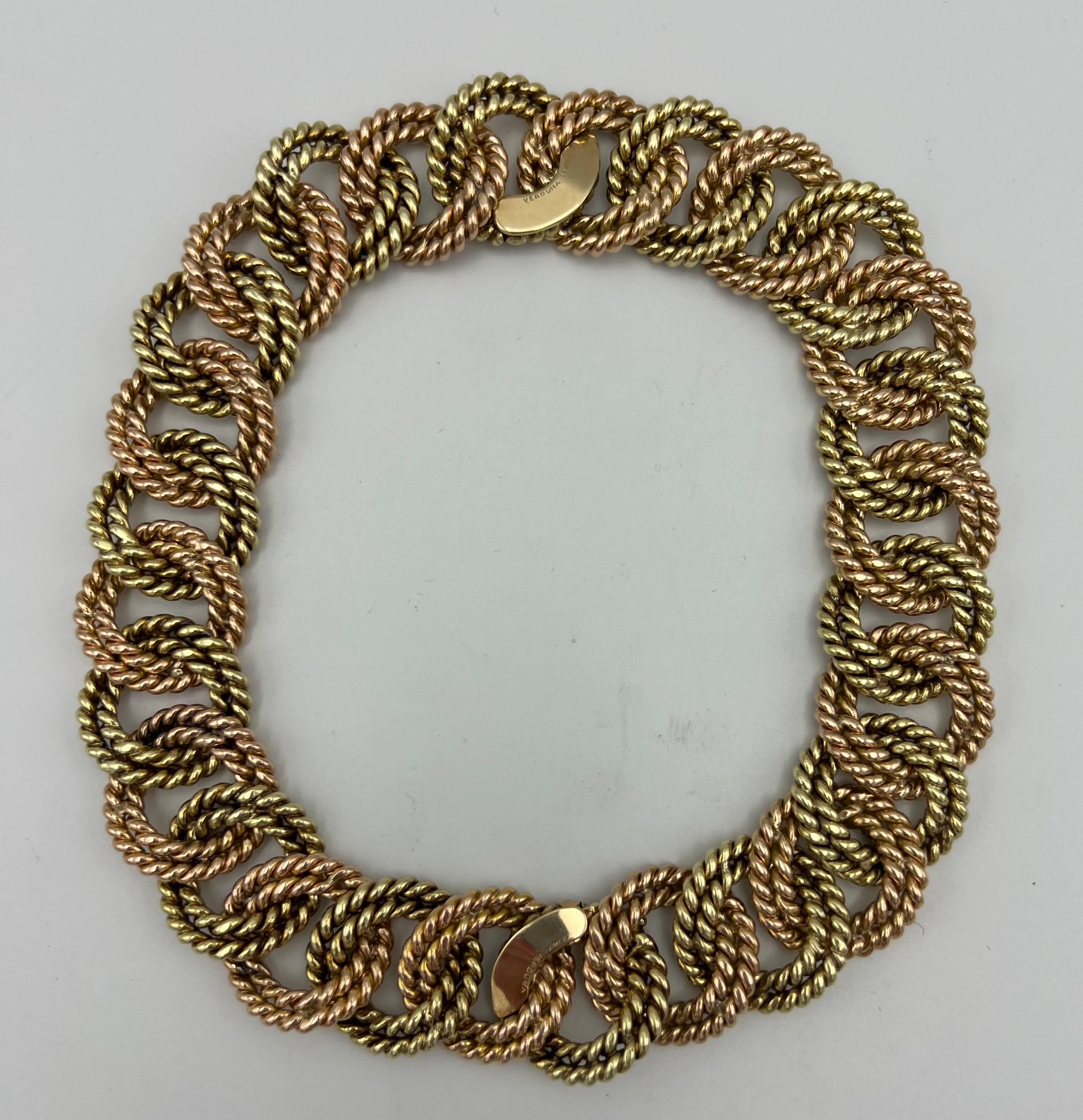 Verdura Gelb- und Roségold Kette Choker Halskette und Armbänder Damen im Angebot