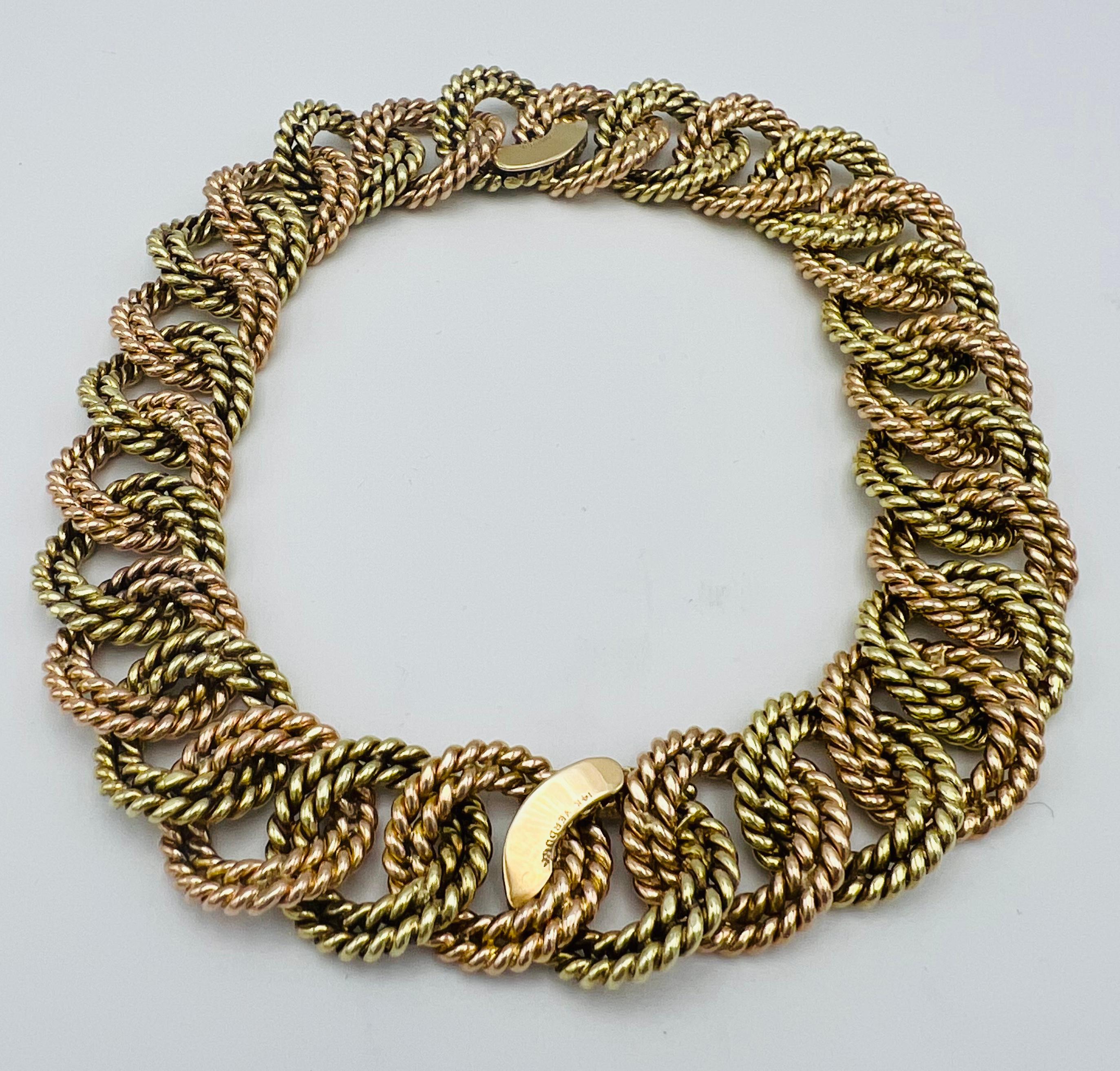 Verdura Gelb- und Roségold Kette Choker Halskette und Armbänder im Angebot 1