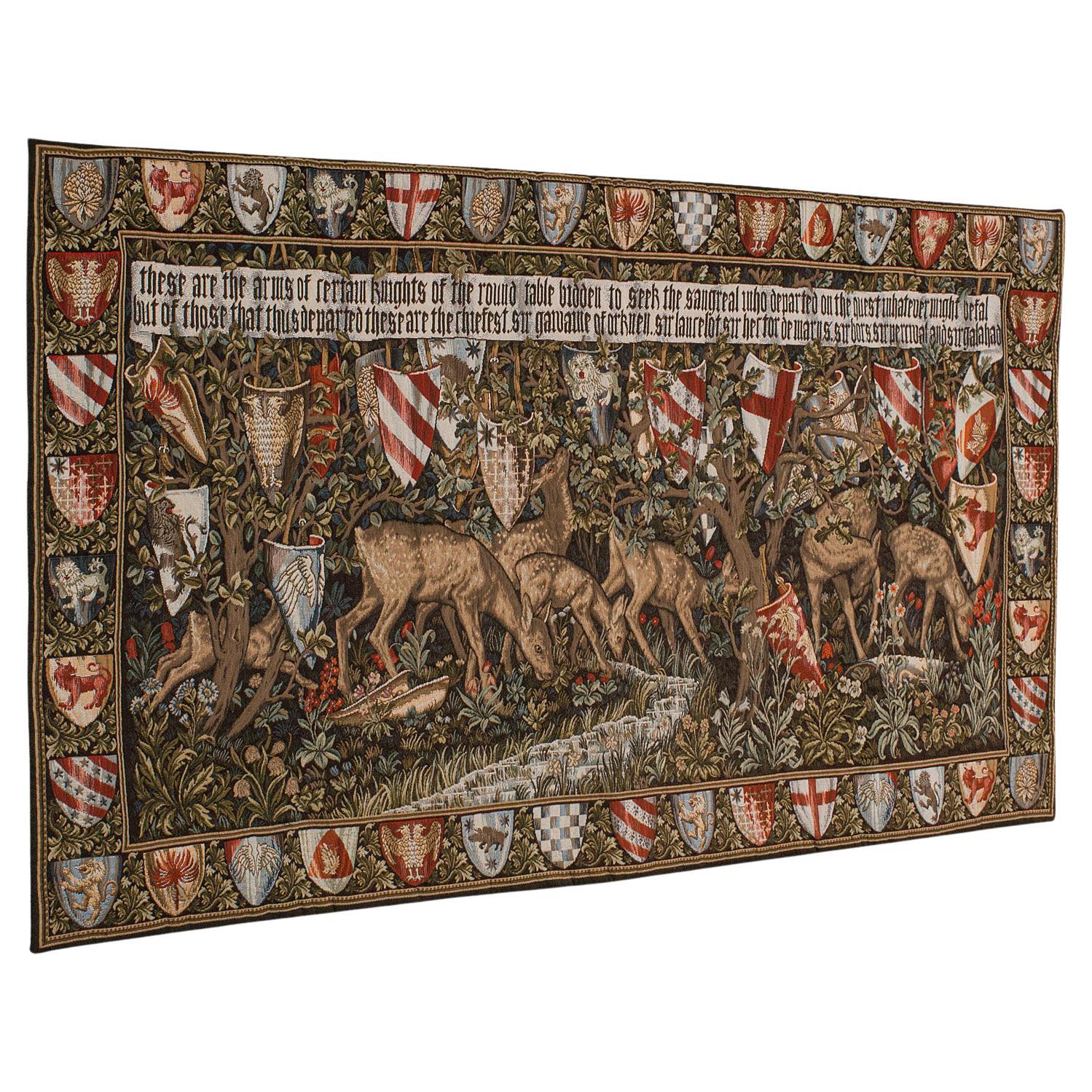 Panel Vintage Verdure, Belga, Tejido Jacquard, Escena Decorativa de Pared, C.1980