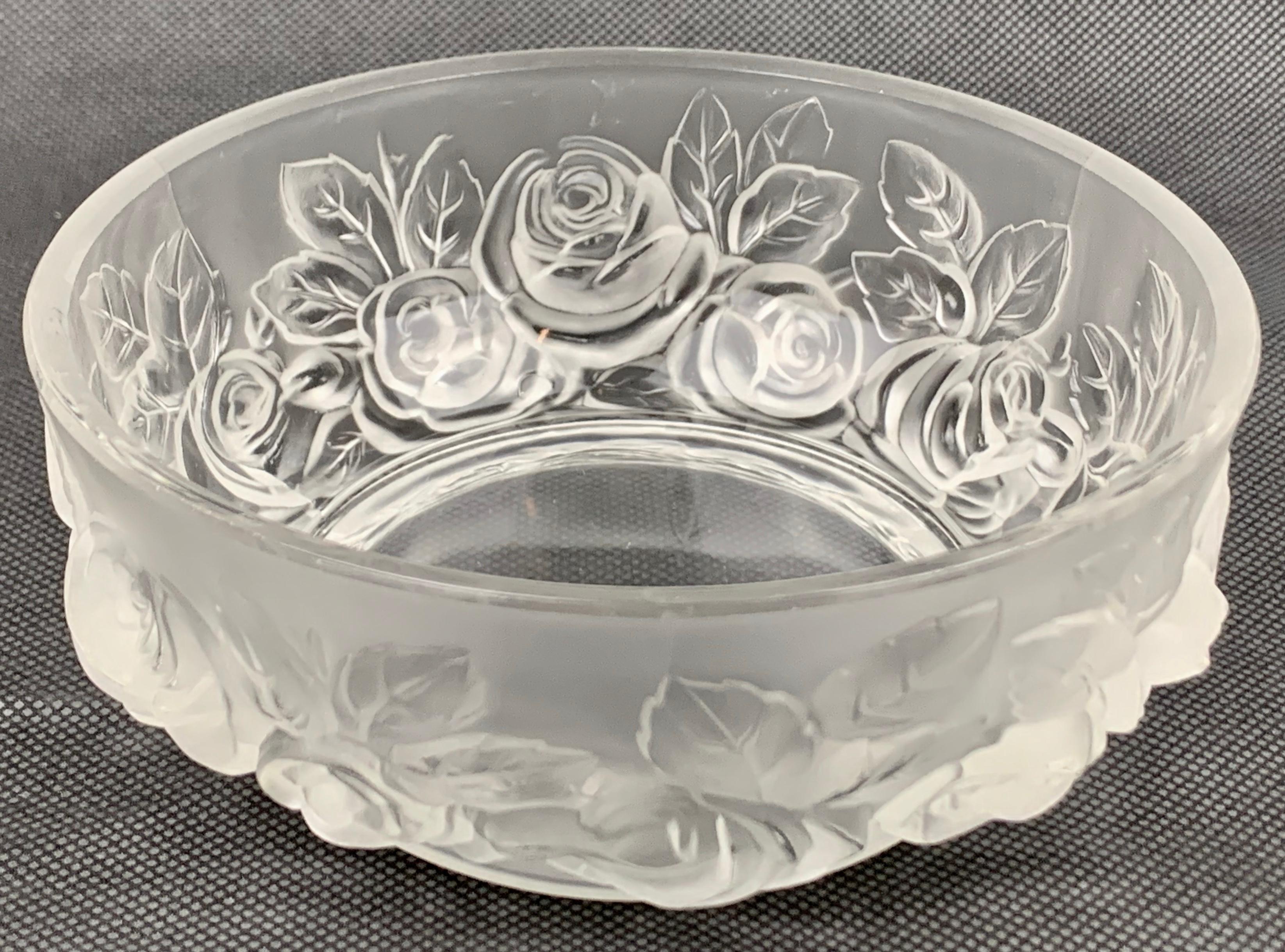 American  Round Vintage Frosted Satin Art Glass Bowl by Verlys, 