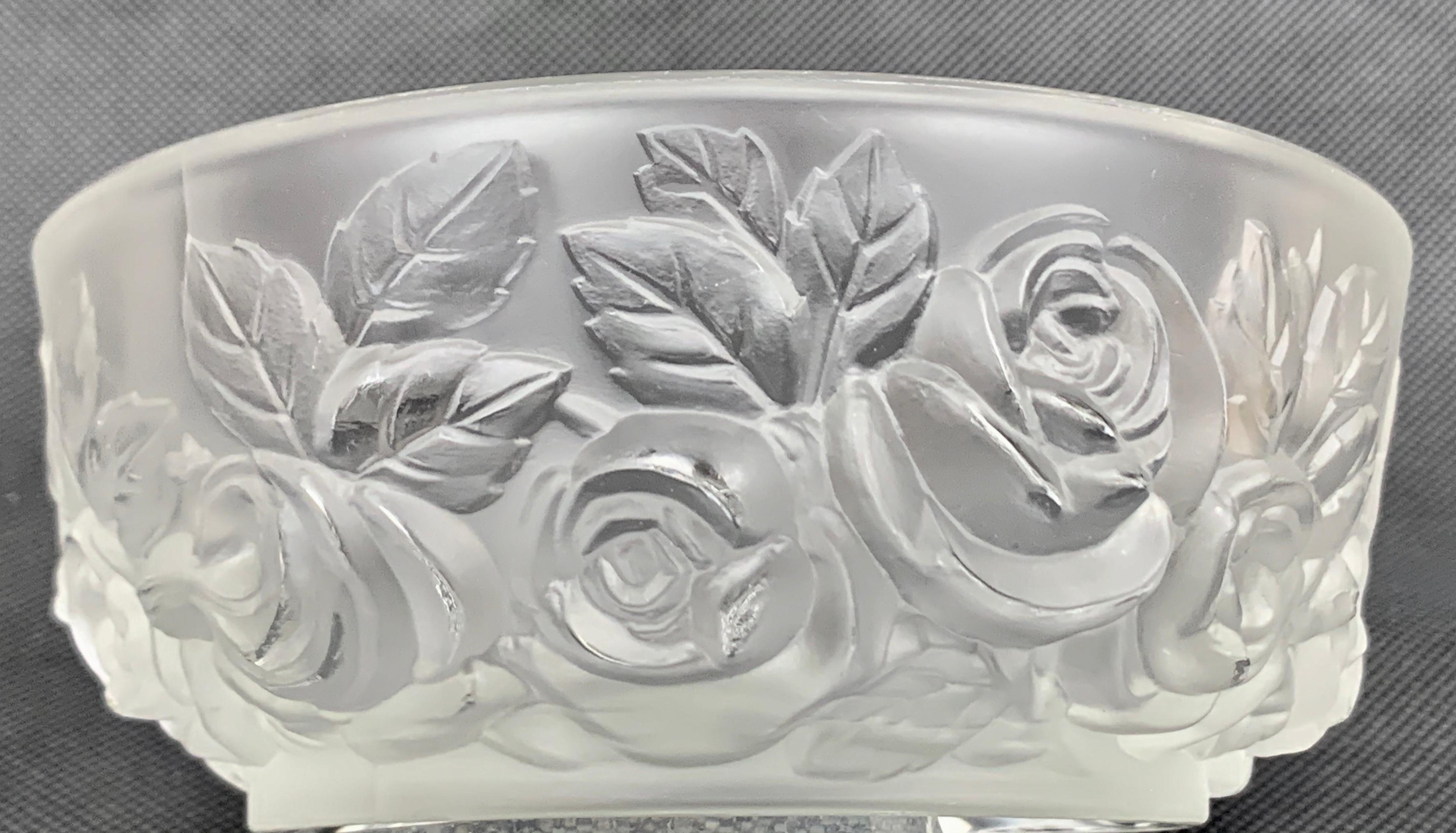 Round Vintage Frosted Satin Art Glass Bowl by Verlys, 