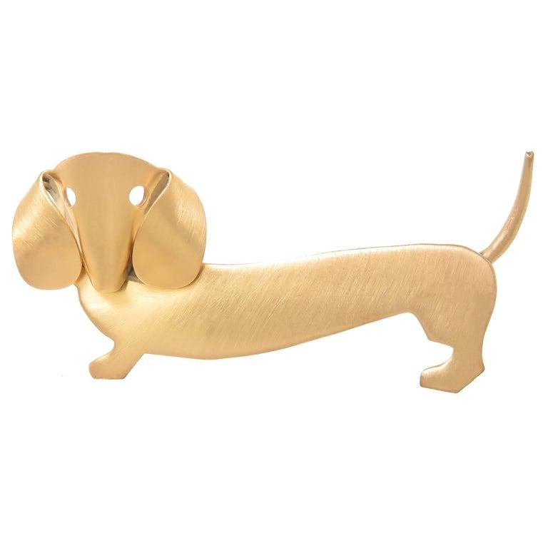 Women's or Men's Vintage Vermeil Dachshund Dog Brooch
