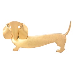 Vintage Vermeil Dachshund Dog Brooch