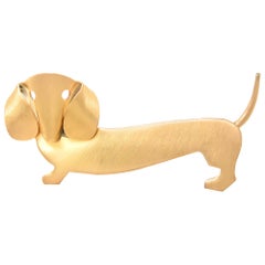 Vintage Vermeil Dachshund Dog Brooch