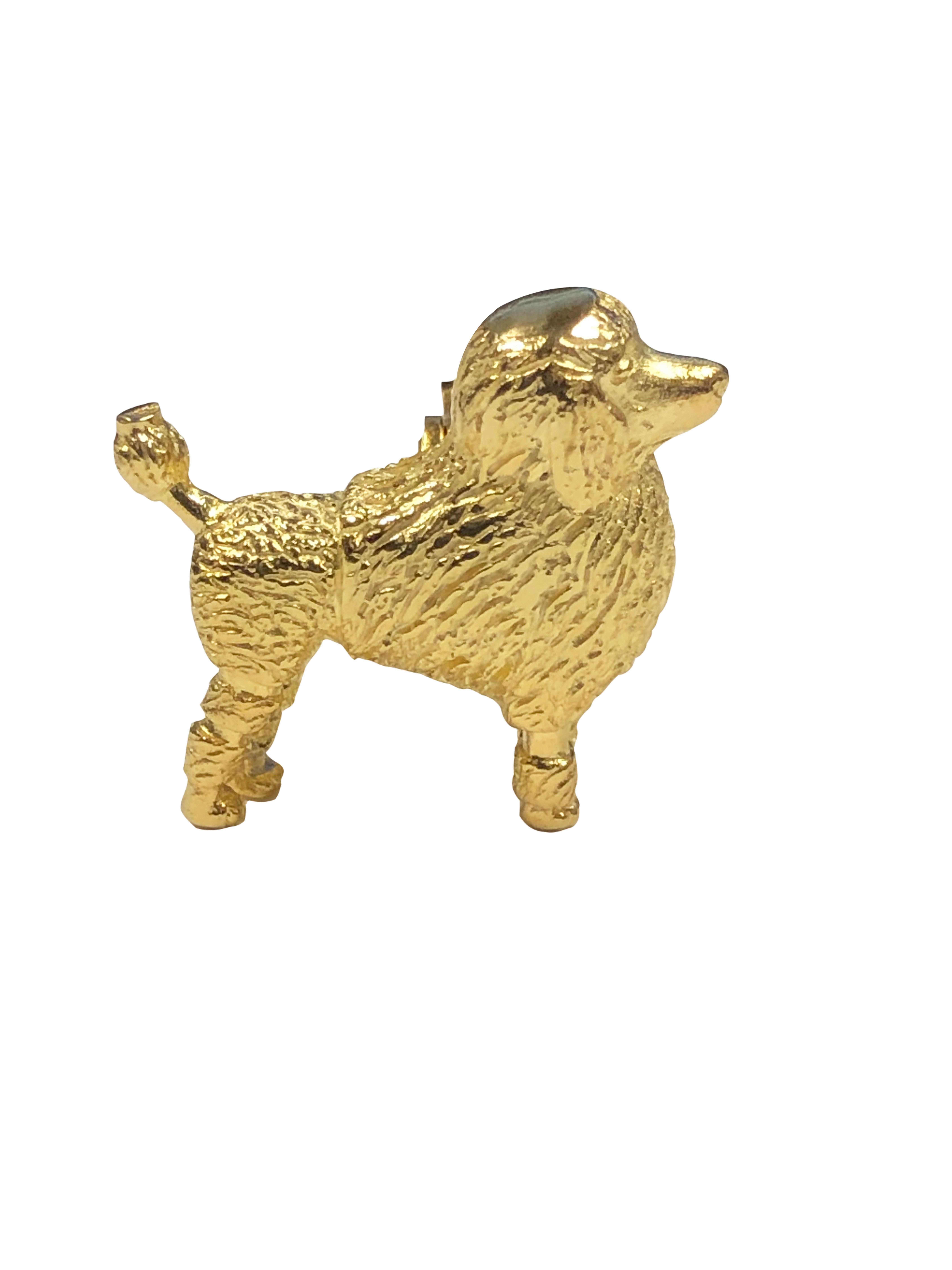 Vintage Vermeil Figural Poodle Cufflinks In Excellent Condition In Chicago, IL