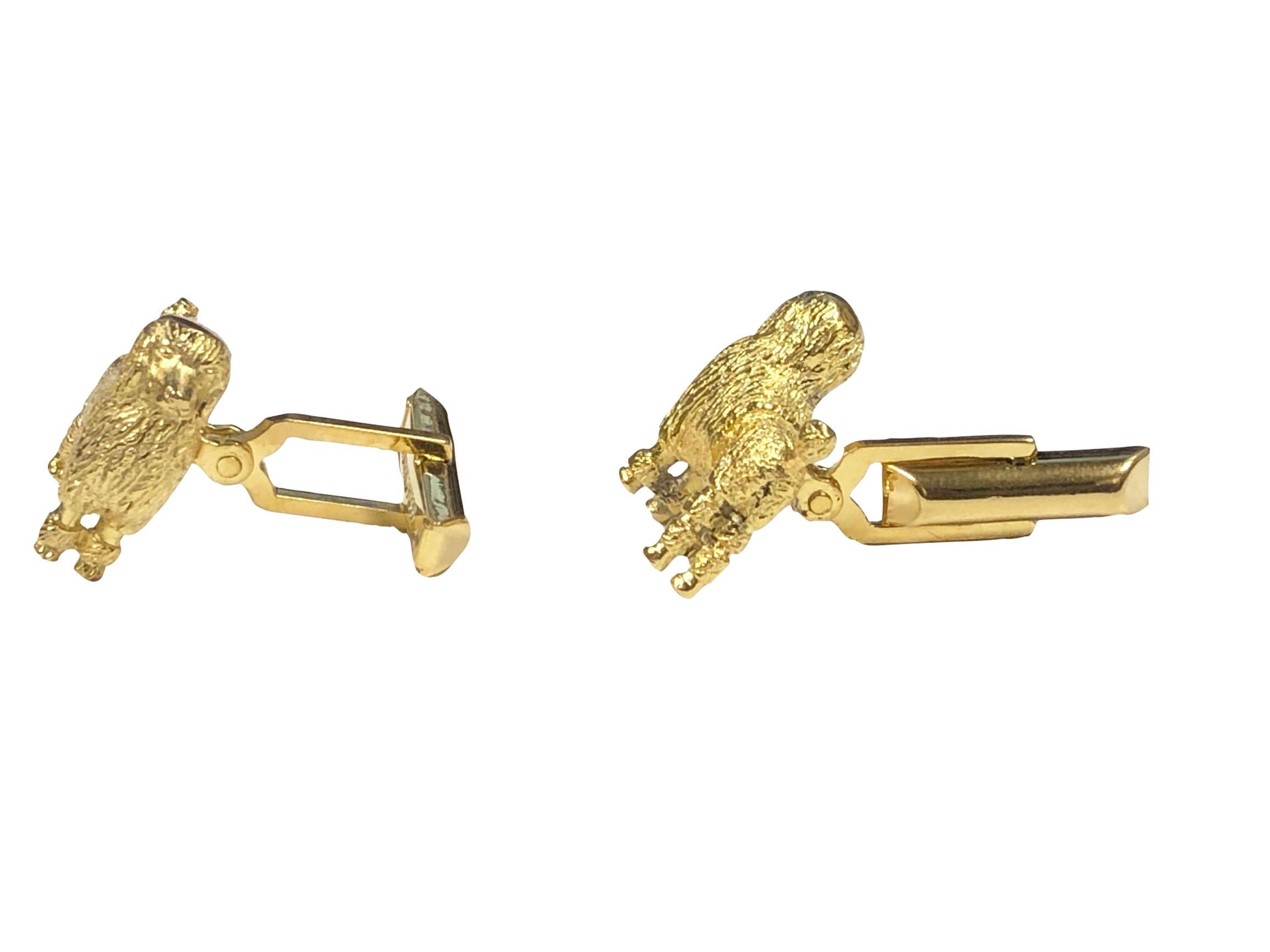 Women's or Men's Vintage Vermeil Figural Poodle Cufflinks