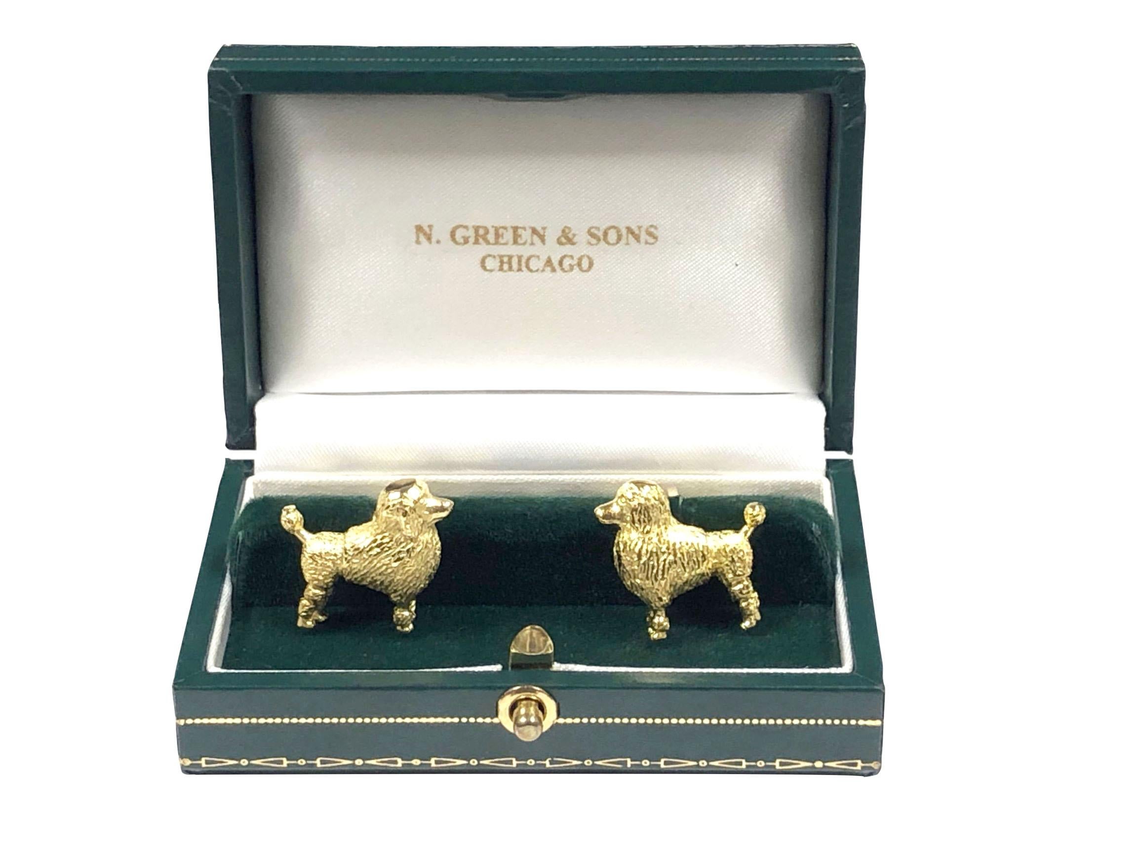 Vintage Vermeil Figural Poodle Cufflinks 2