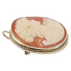 Broche ou Pendentif Vintage Vermeil Shell Cameo Woman's Brooch or Pendentif