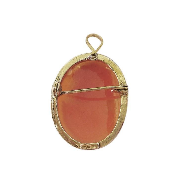 Vintage Vermeil Shell Frau Cameo Brosche oder Anhänger im Angebot 1