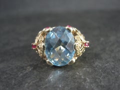 Vintage Vermeil Sterling Topaz Ruby Flower Ring Size 8