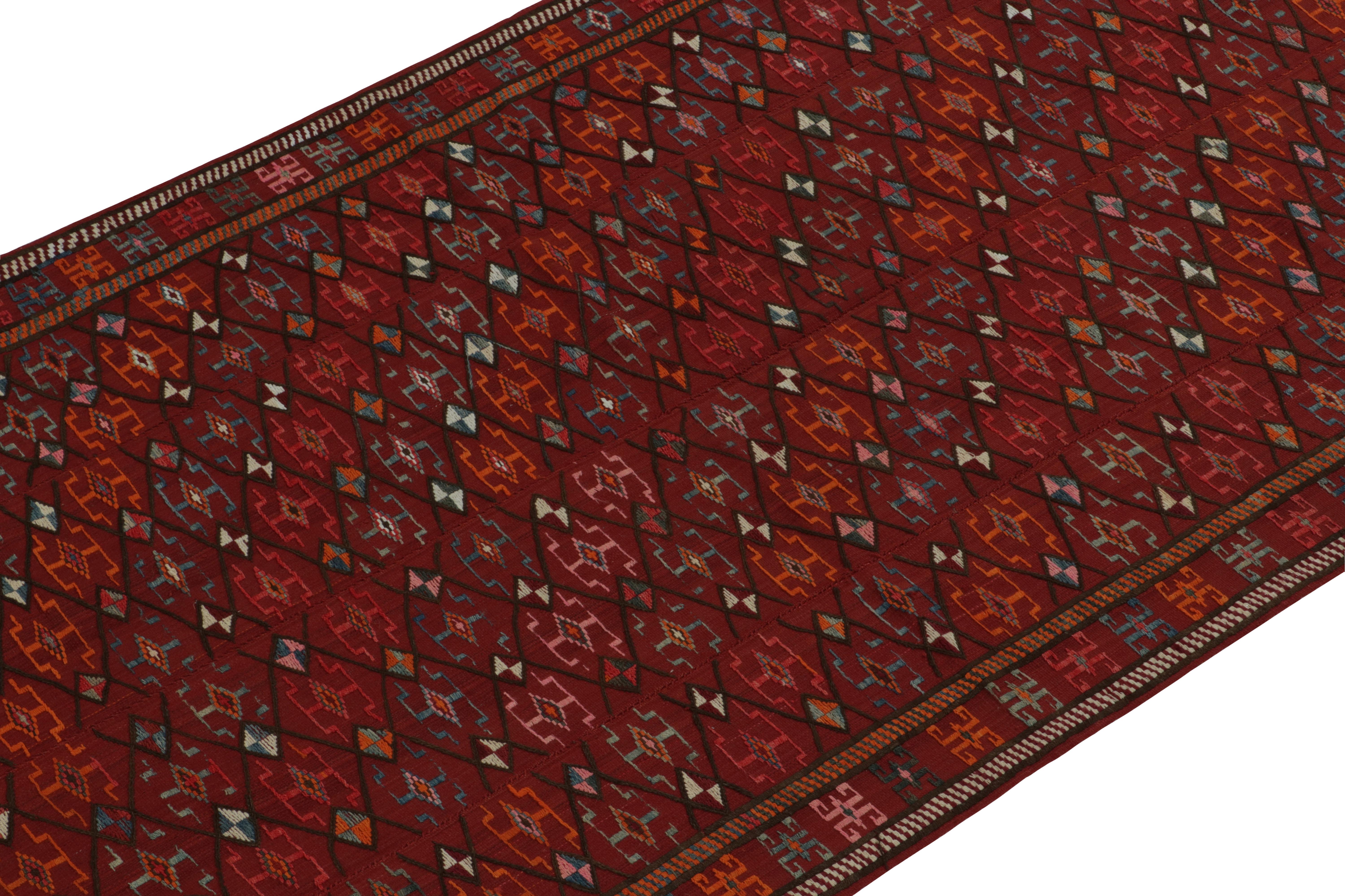 Vintage Verneh Persian Kilim in Red with Beige-Brown Geometric by Rug & Kilim In Good Condition In Long Island City, NY