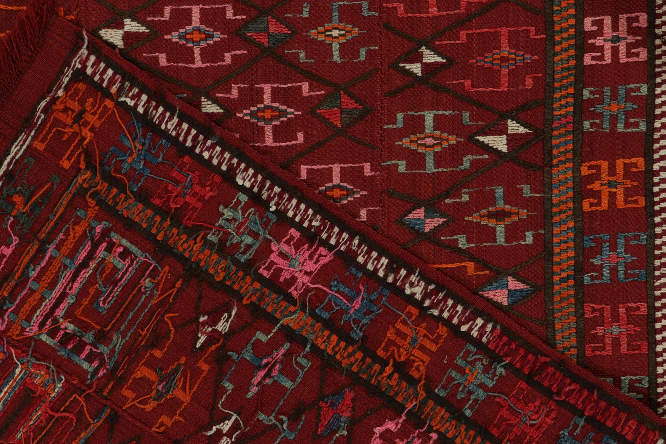 Mid-20th Century Vintage Verneh Persian Kilim in Red with Beige-Brown Geometric by Rug & Kilim
