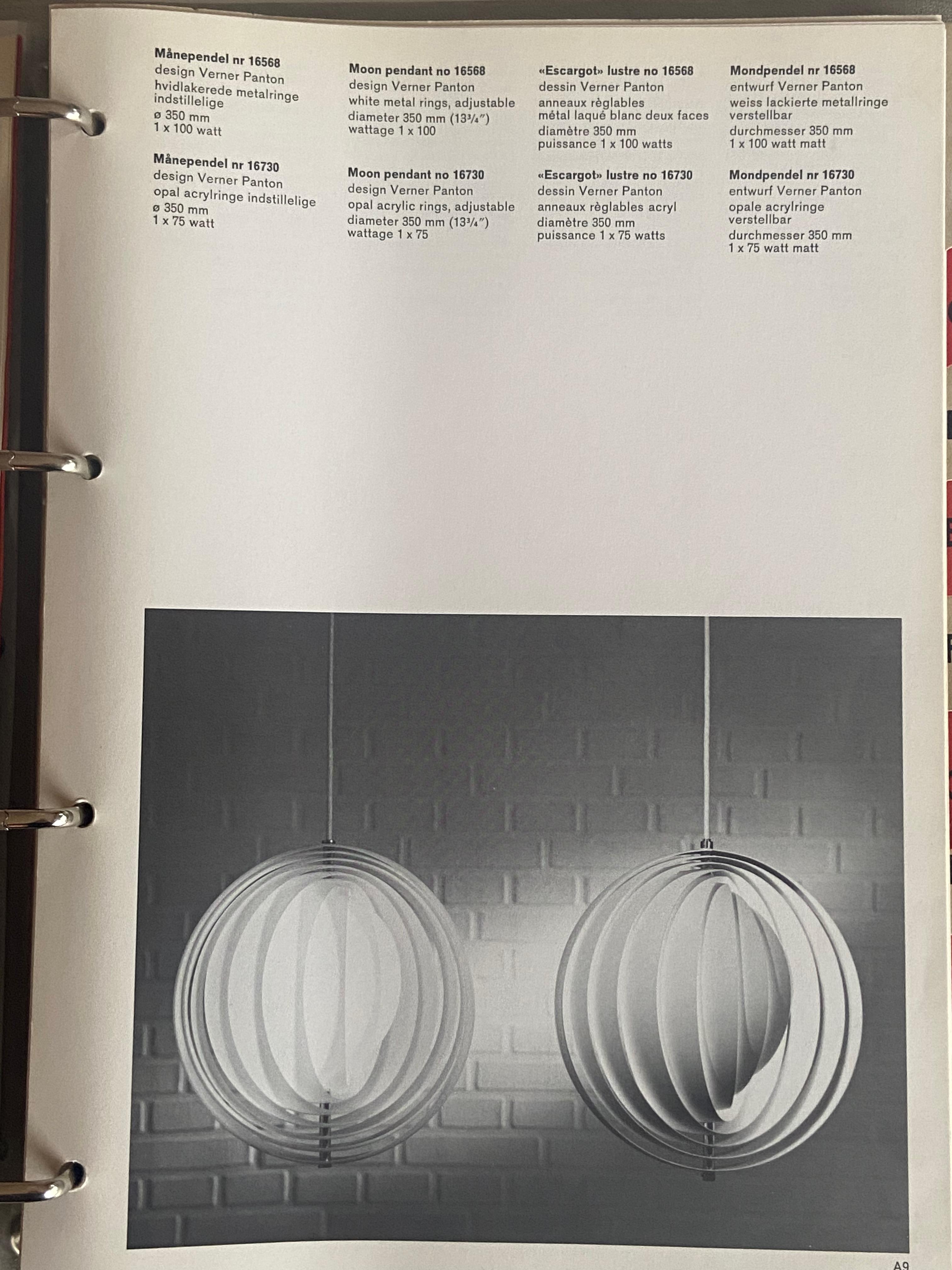 Scandinavian Modern Vintage Verner Panton Acrylic Moon Lamp by Louis Poulsen, Denmark, 1960 For Sale