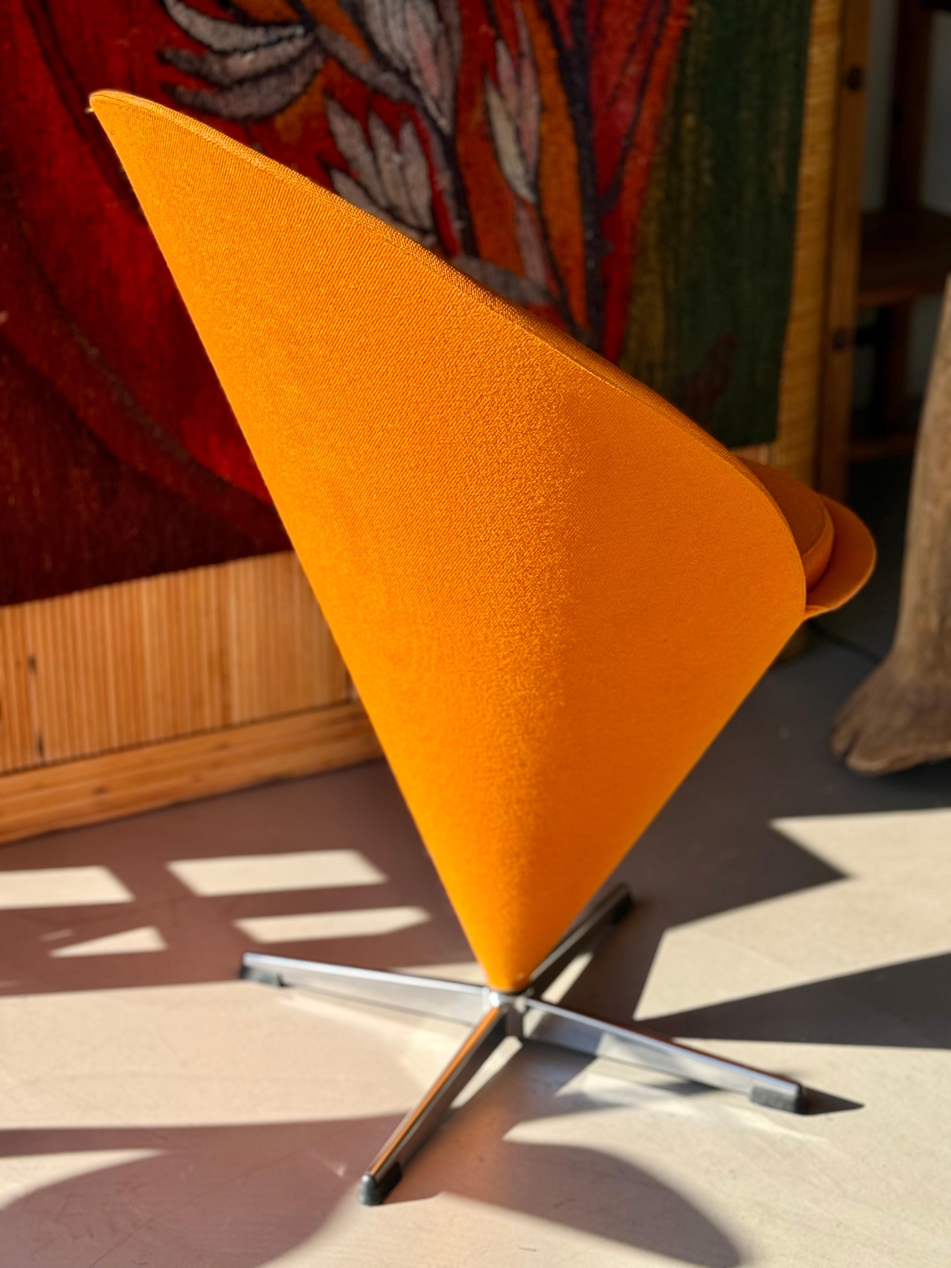 Danish Vintage Verner Panton Cone Chair in Original Orange Upholstery For Sale