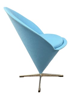 Vintage Verner Panton Cone Chair in Original Pastel Blue Upholstery