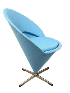 Vintage Verner Panton Cone Chair in Original Pastel Blue Upholstery