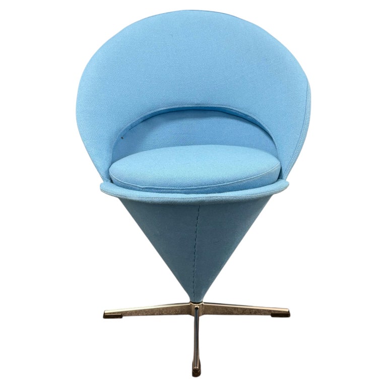 Vintage Verner Panton Cone Chair in Original Pastel Blue Upholstery