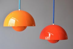 Vintage Verner Panton Emaille Blumentopf Pendelleuchte von Louis Poulsen:: Dänemark