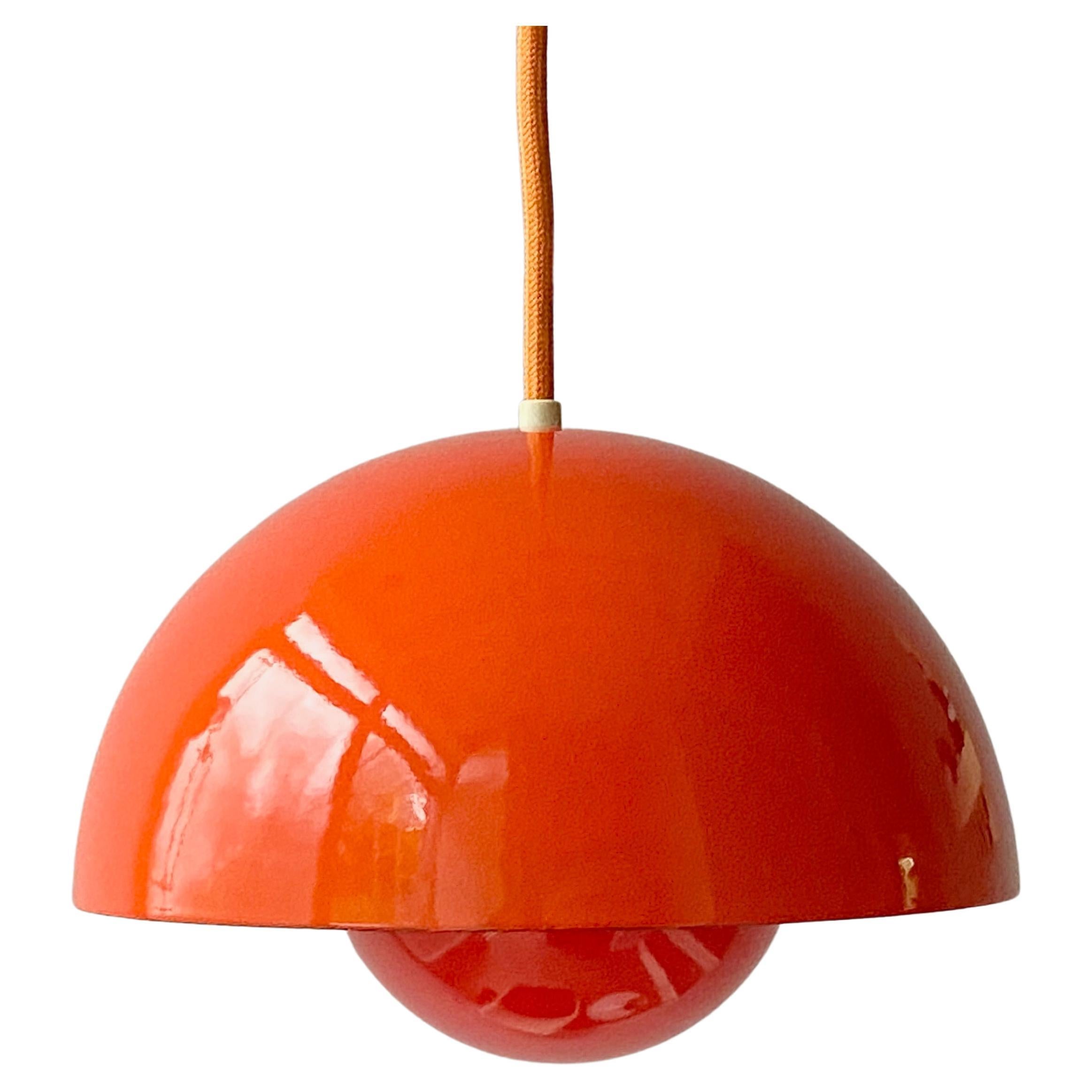 Vintage Verner Panton Red Enamel Flowerpot Pendant Lamp by Louis Poulsen For Sale