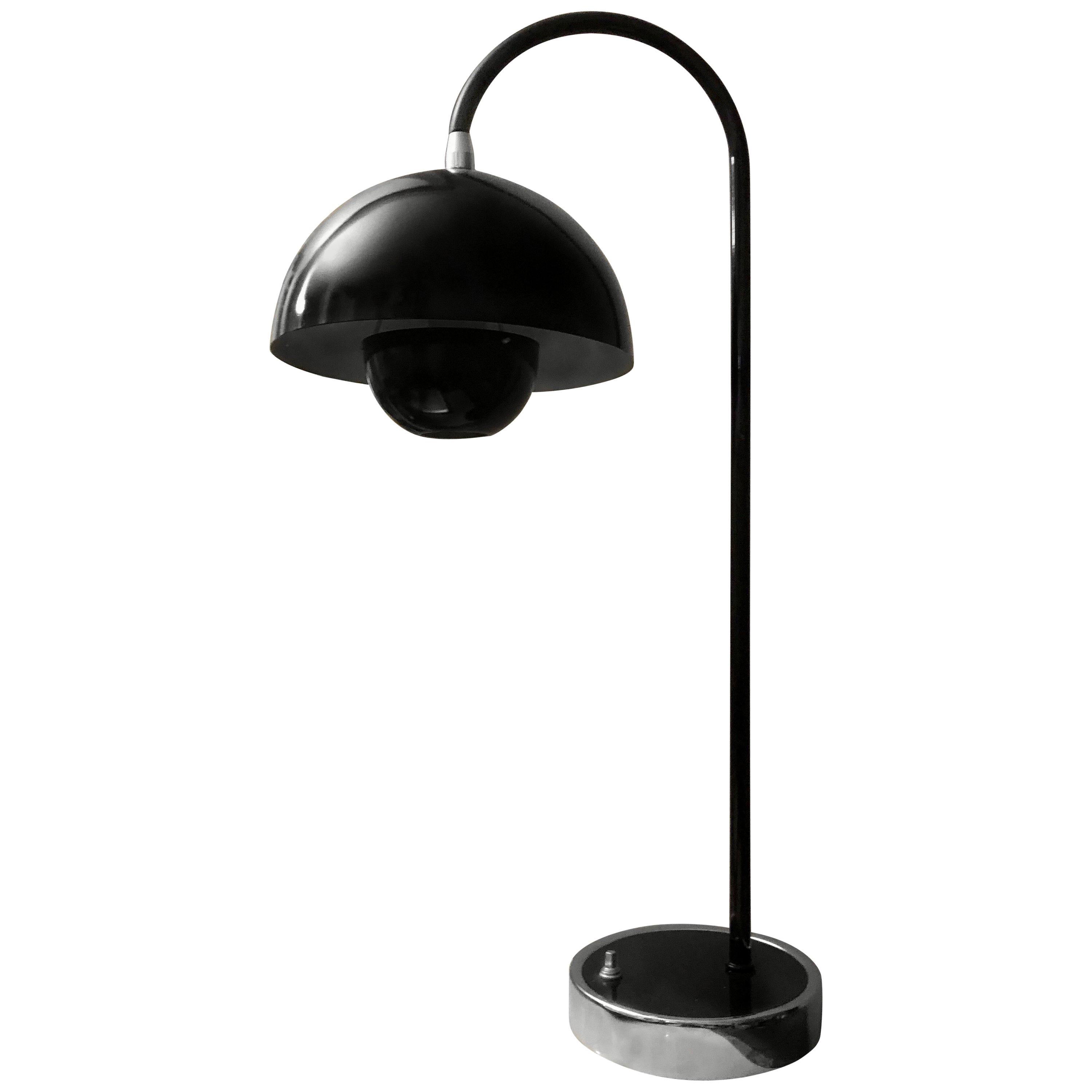 Vintage Verner Panton Flower Pot Table Lamp, 1969, Black, Scandinavian Modern