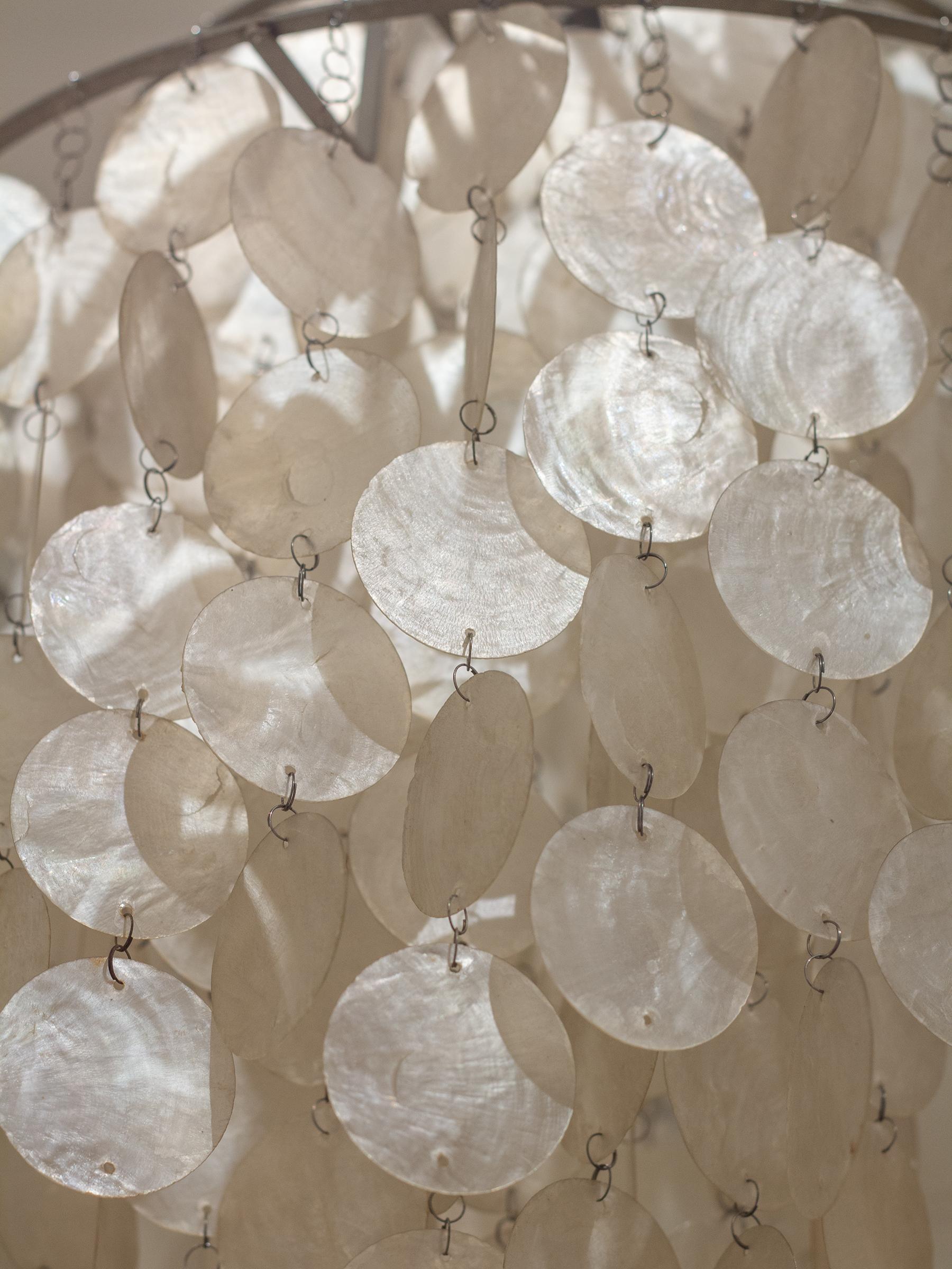 Mid-Century Modern Vintage Verner Panton Mother of Pearl Fun 1DM Chandelier For Sale