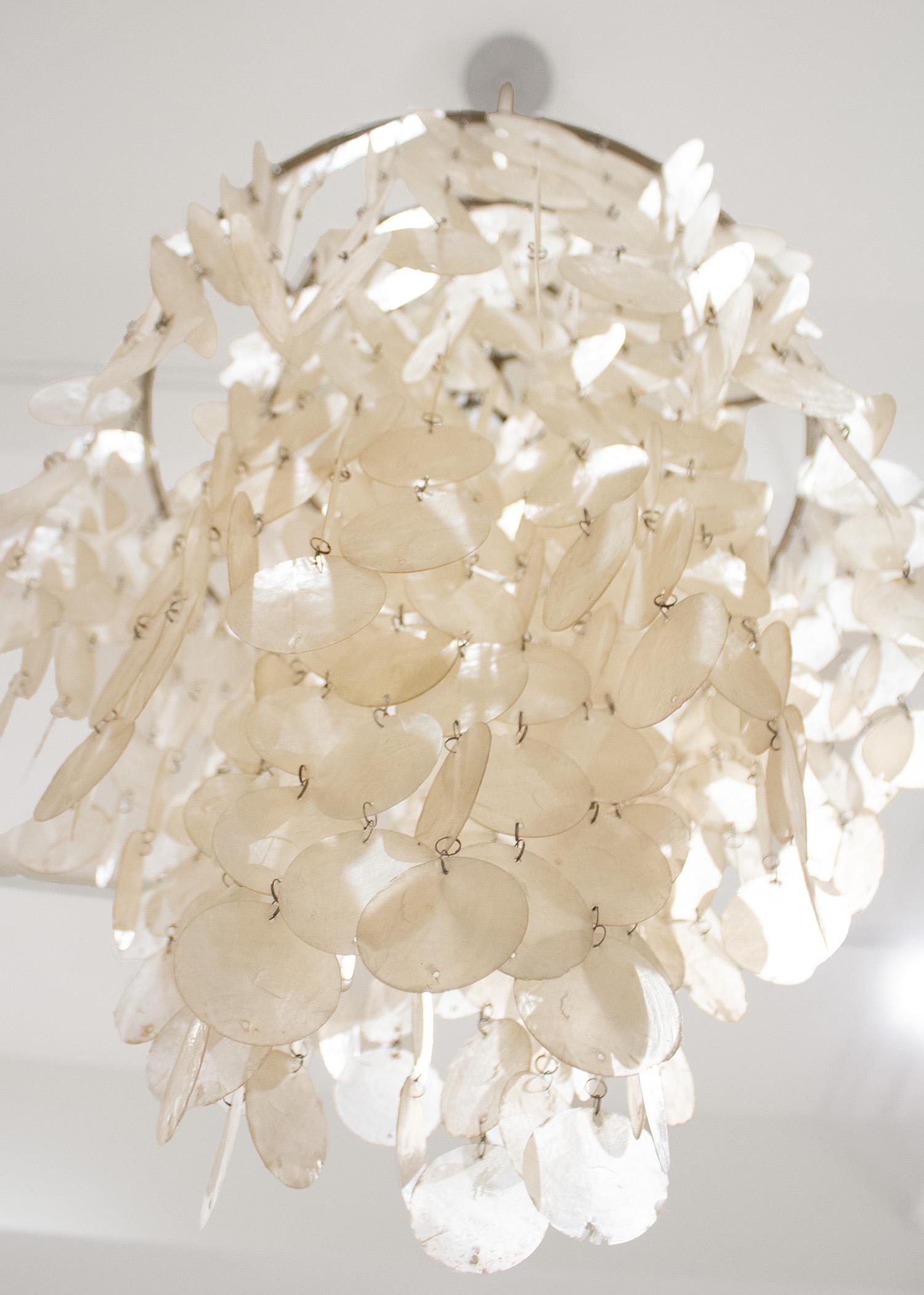 Swiss Vintage Verner Panton Mother of Pearl Fun 1DM Chandelier For Sale
