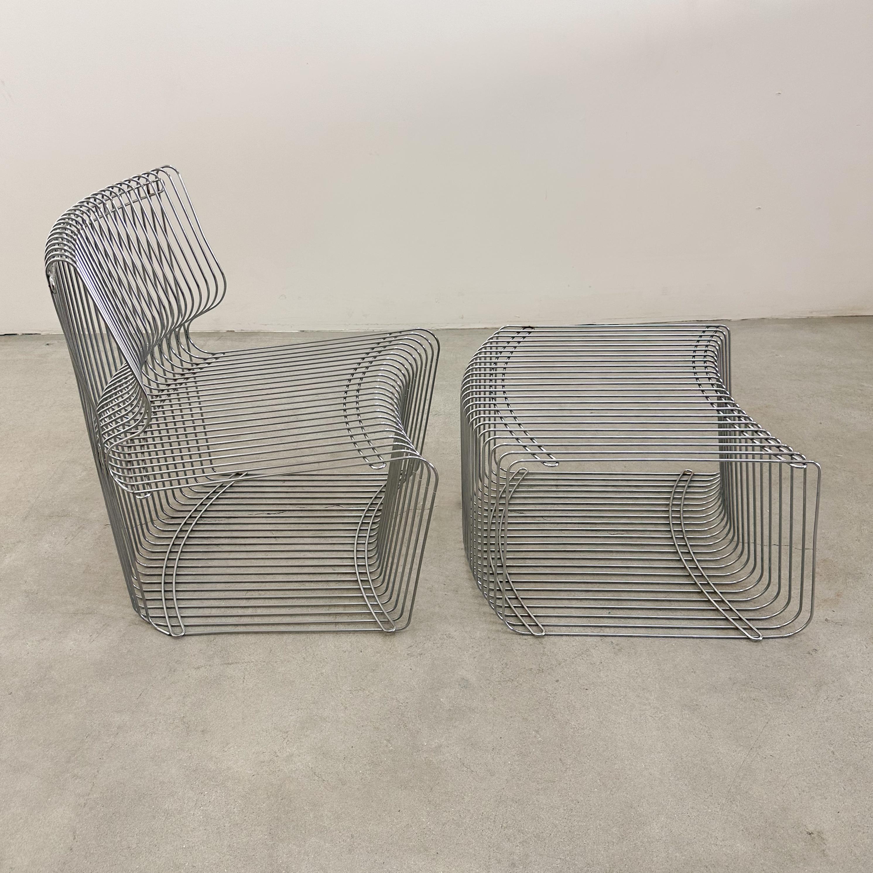 Vintage Verner Panton Pantonova Lounge Chair & Ottoman 1970s MCM Stainless Steel In Good Condition For Sale In Palm Desert, CA