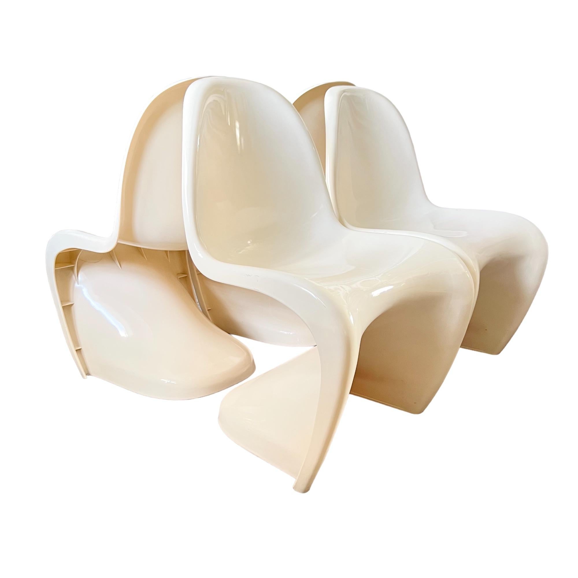Plastic Vintage Verner Panton Style Cream S Chairs, Set of 4