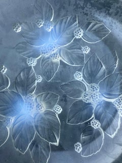 Plat de service vintage Vernox Paris en verre dépoli à motifs floraux, France