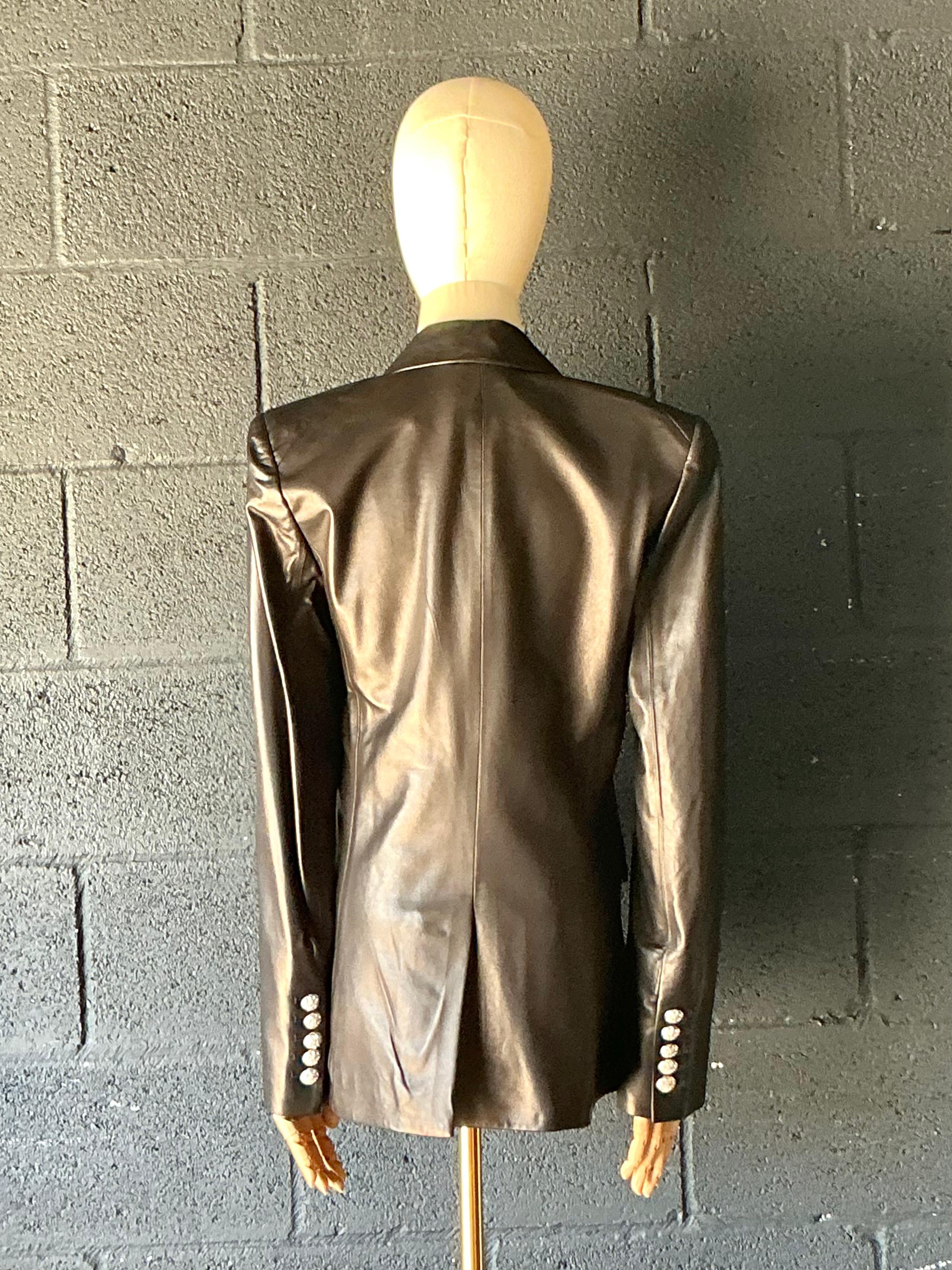 Chaqueta de piel negra vintage Veronica Beard en venta 5