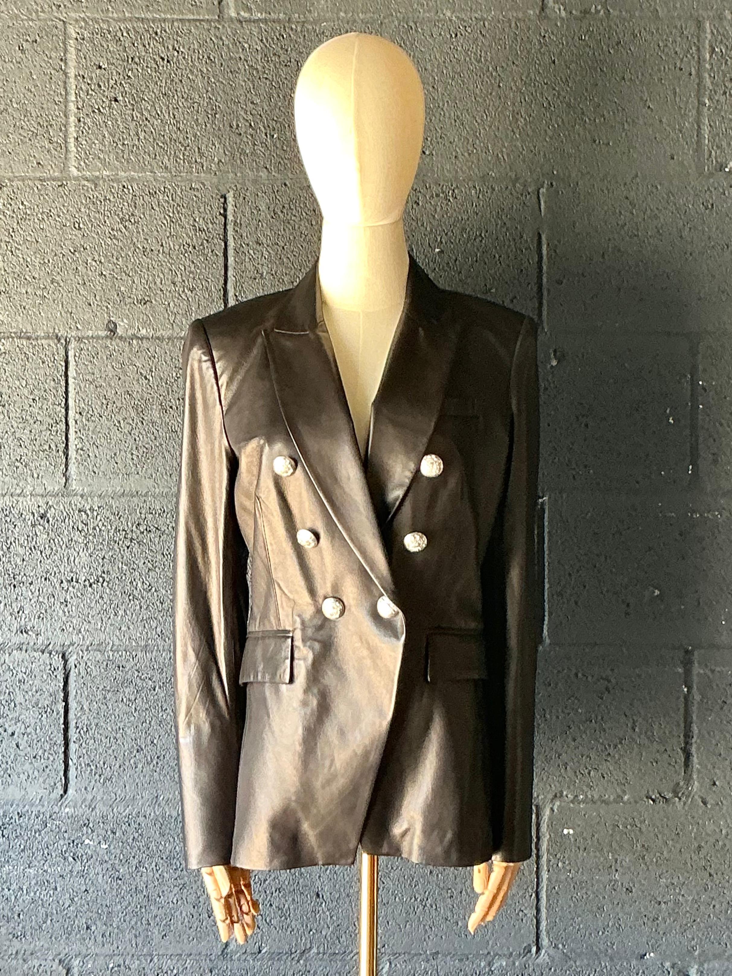 Chaqueta de piel negra vintage Veronica Beard en Bueno estado para la venta en West Palm Beach, FL