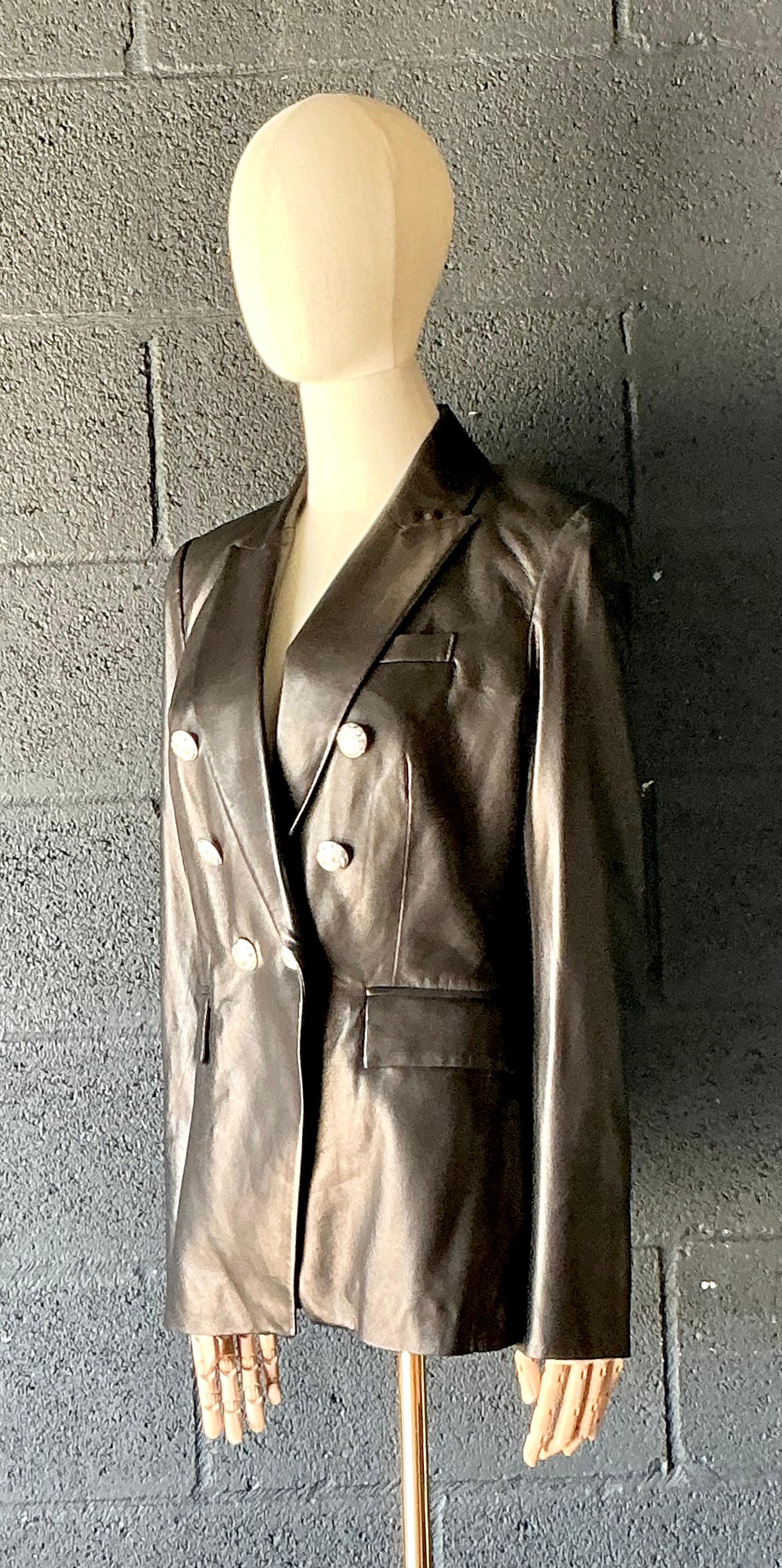 Chaqueta de piel negra vintage Veronica Beard en venta 2