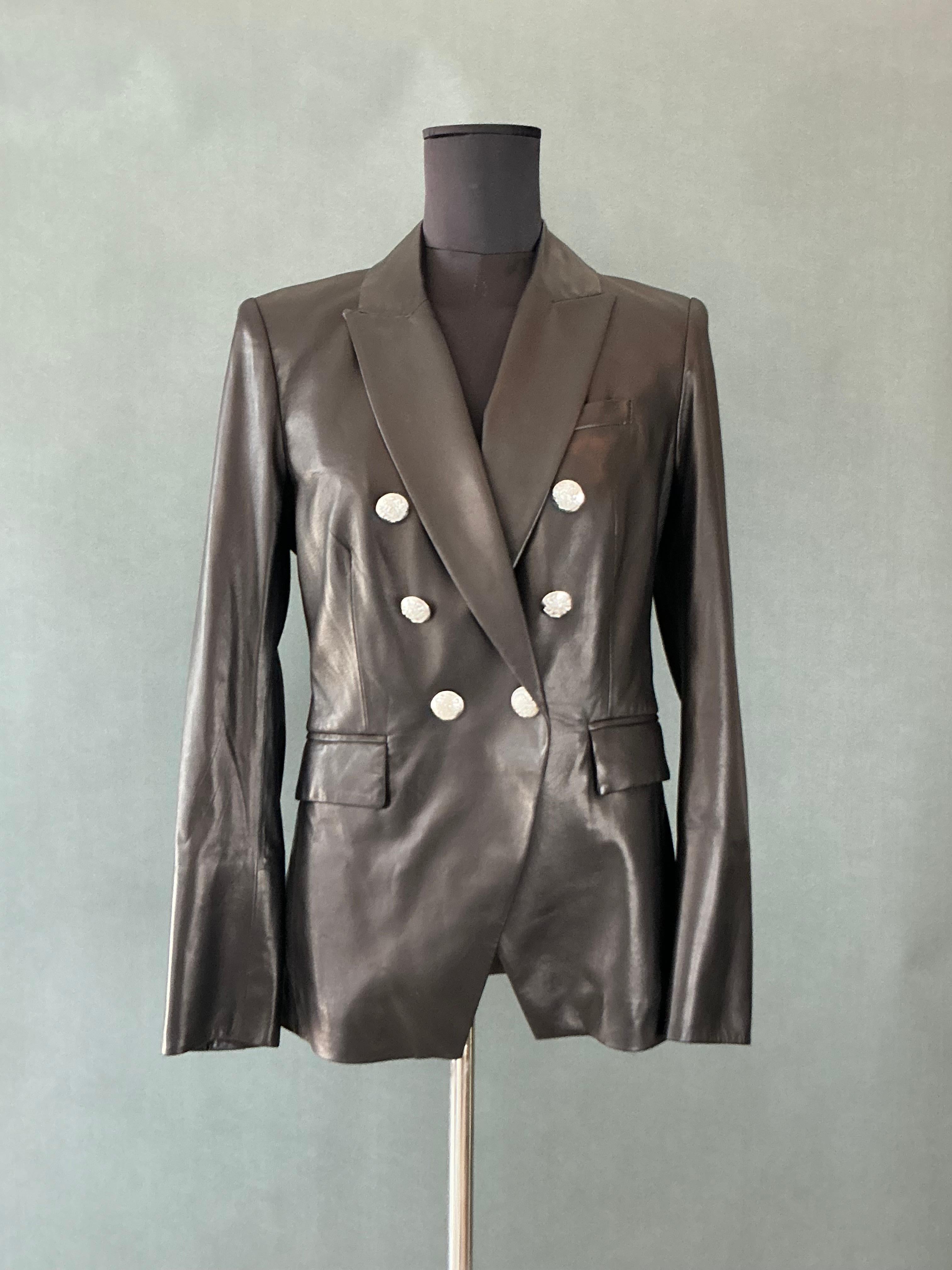 Gray Vintage Veronica Beard Black Leather Jacket For Sale
