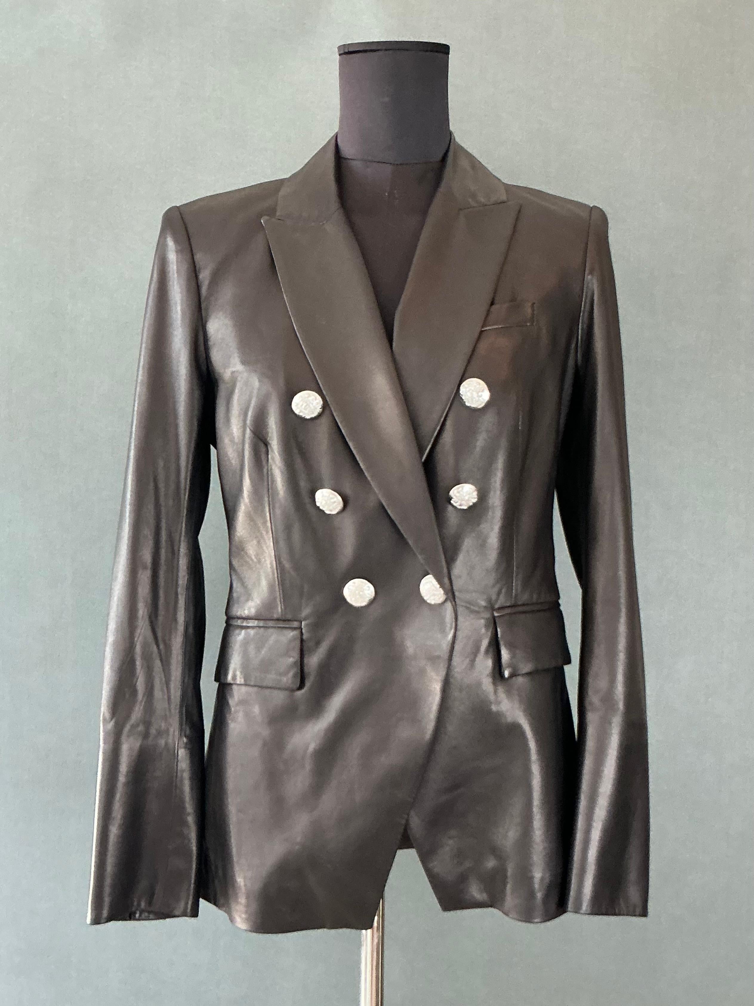 Vintage Veronica Beard Black Leather Jacket In Good Condition For Sale In Lake Worth Beach, FL