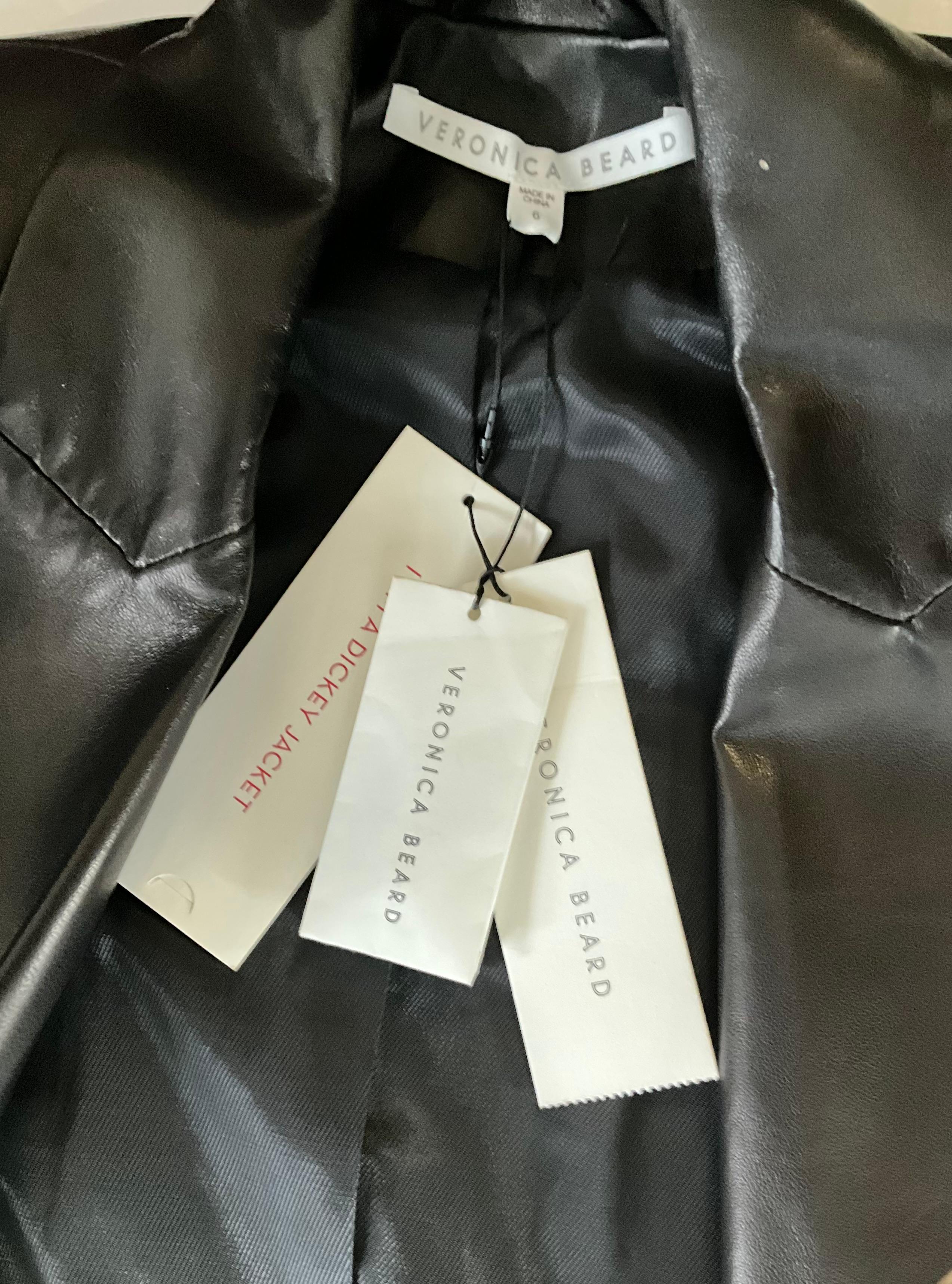 Vintage Veronica Beard Black Leather Jacket For Sale 1
