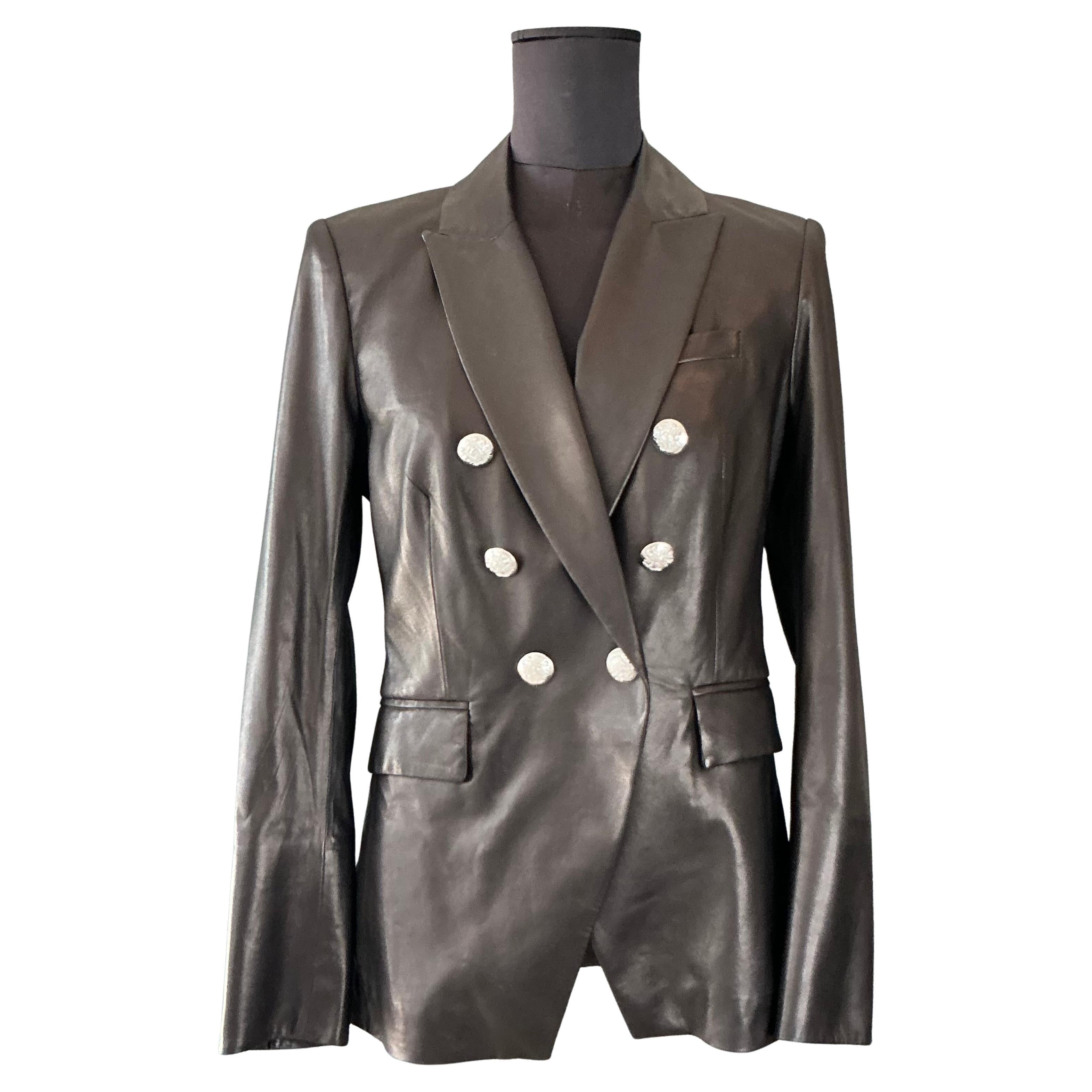 Vintage Veronica Beard Black Leather Jacket For Sale