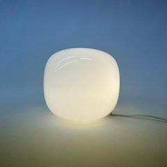 Vintage Verrerie De Vianne White Milk Glass Table Lamp France, 1980s