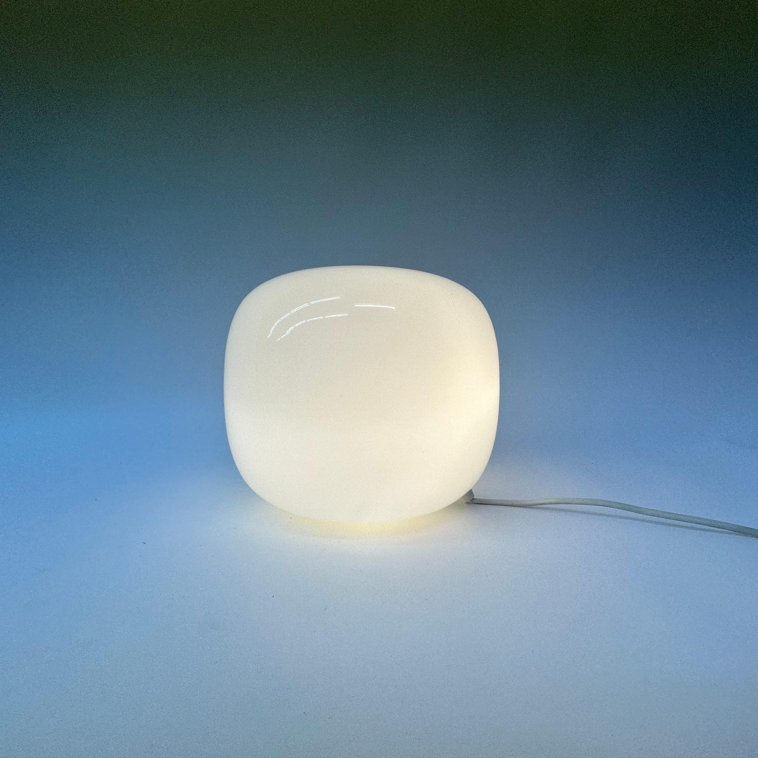 Post-Modern Vintage Verrerie De Vianne White Milk Glass Table Lamp France, 1980s