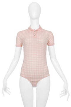 Vintage Versace 1994 Pink and White Check Medusa Bodysuit