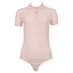 Vintage Versace 1994 Pink and White Check Medusa Bodysuit