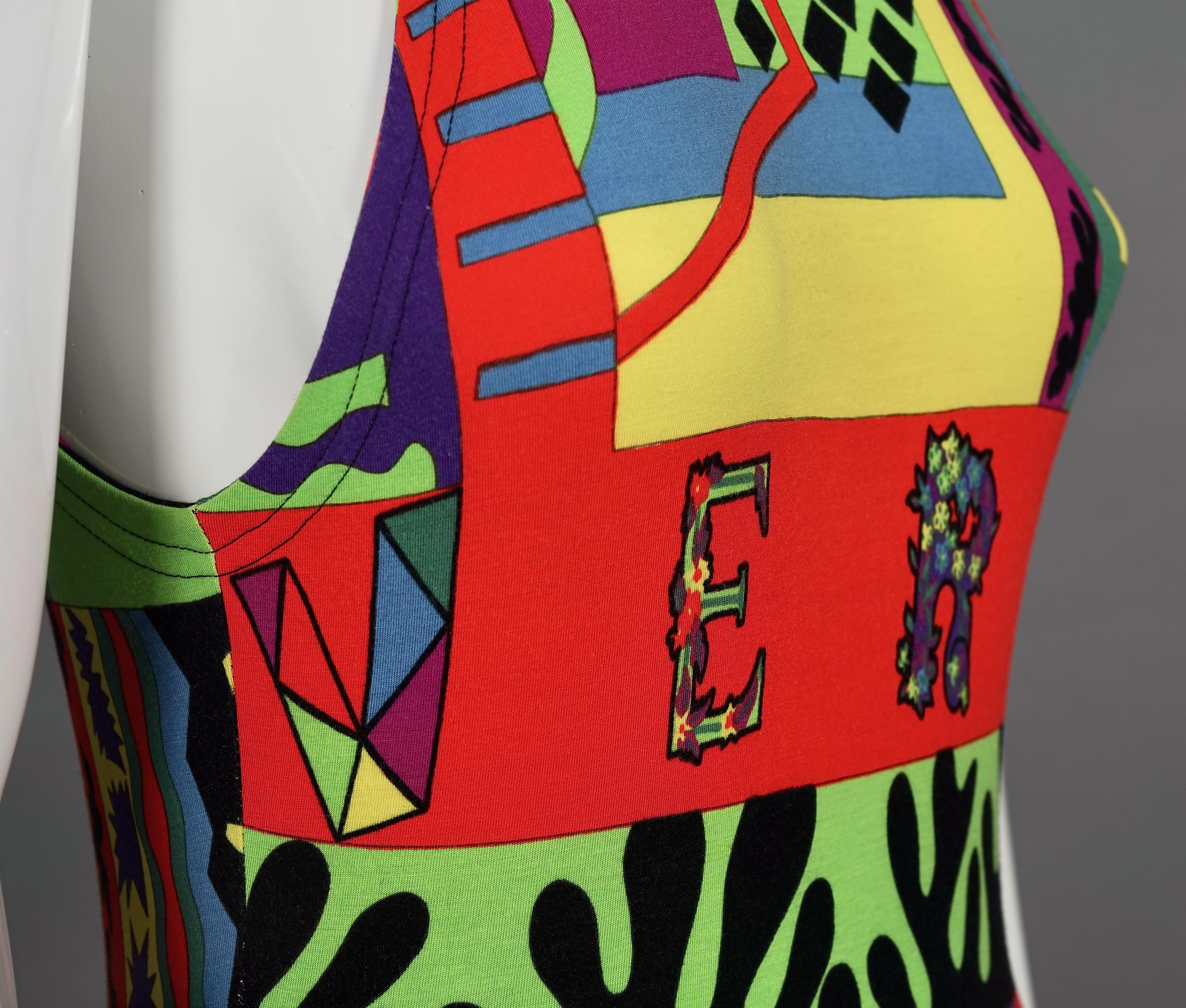 Vintage VERSACE Abstract Pop Art Print Catsuit Jumpsuit 2