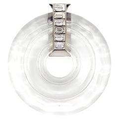 Broche vintage Versace Art Decó de cristal blanco años 80