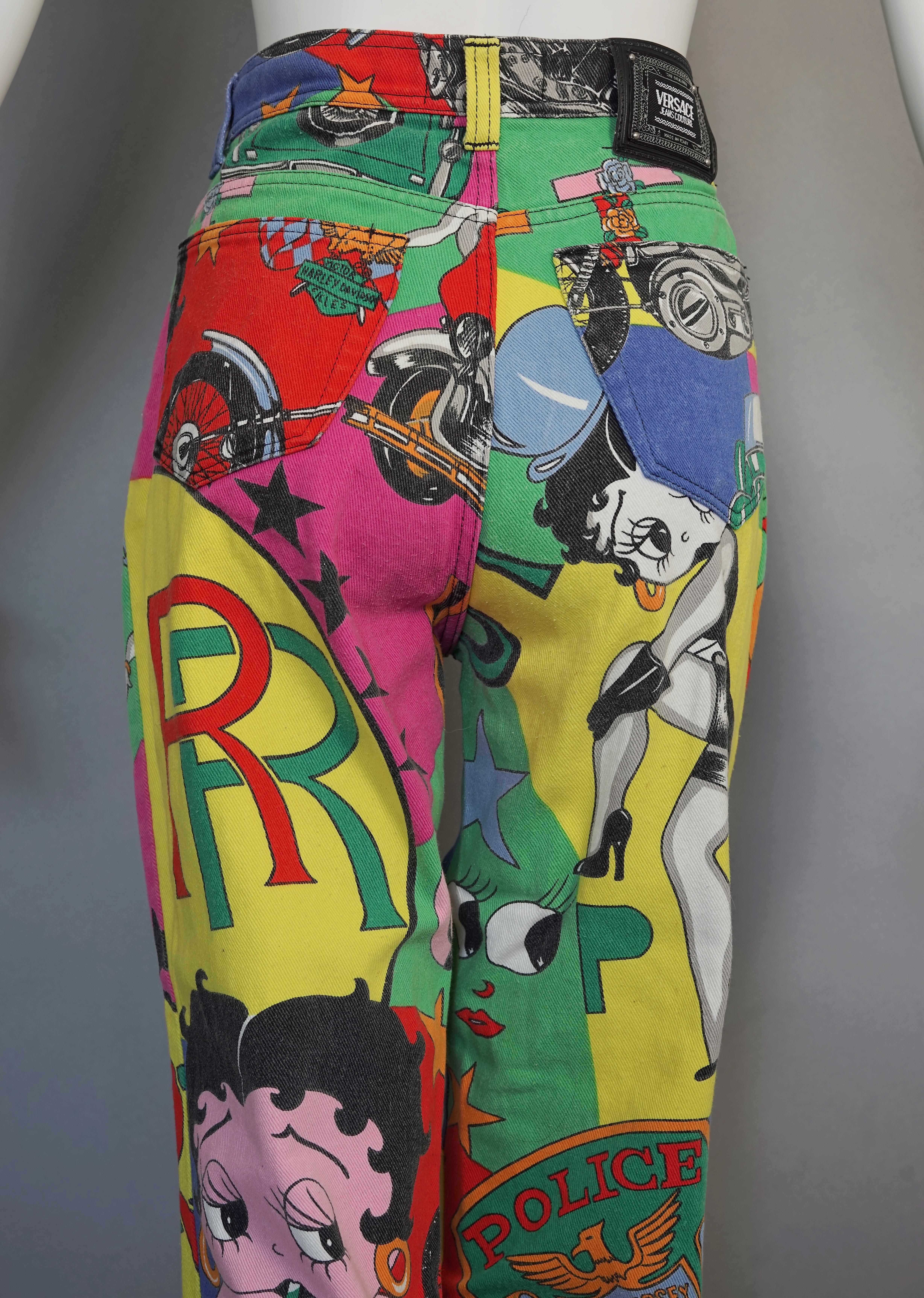Vintage VERSACE Betty Boop Cartoon Print Pants Jeans Trousers For Sale 6