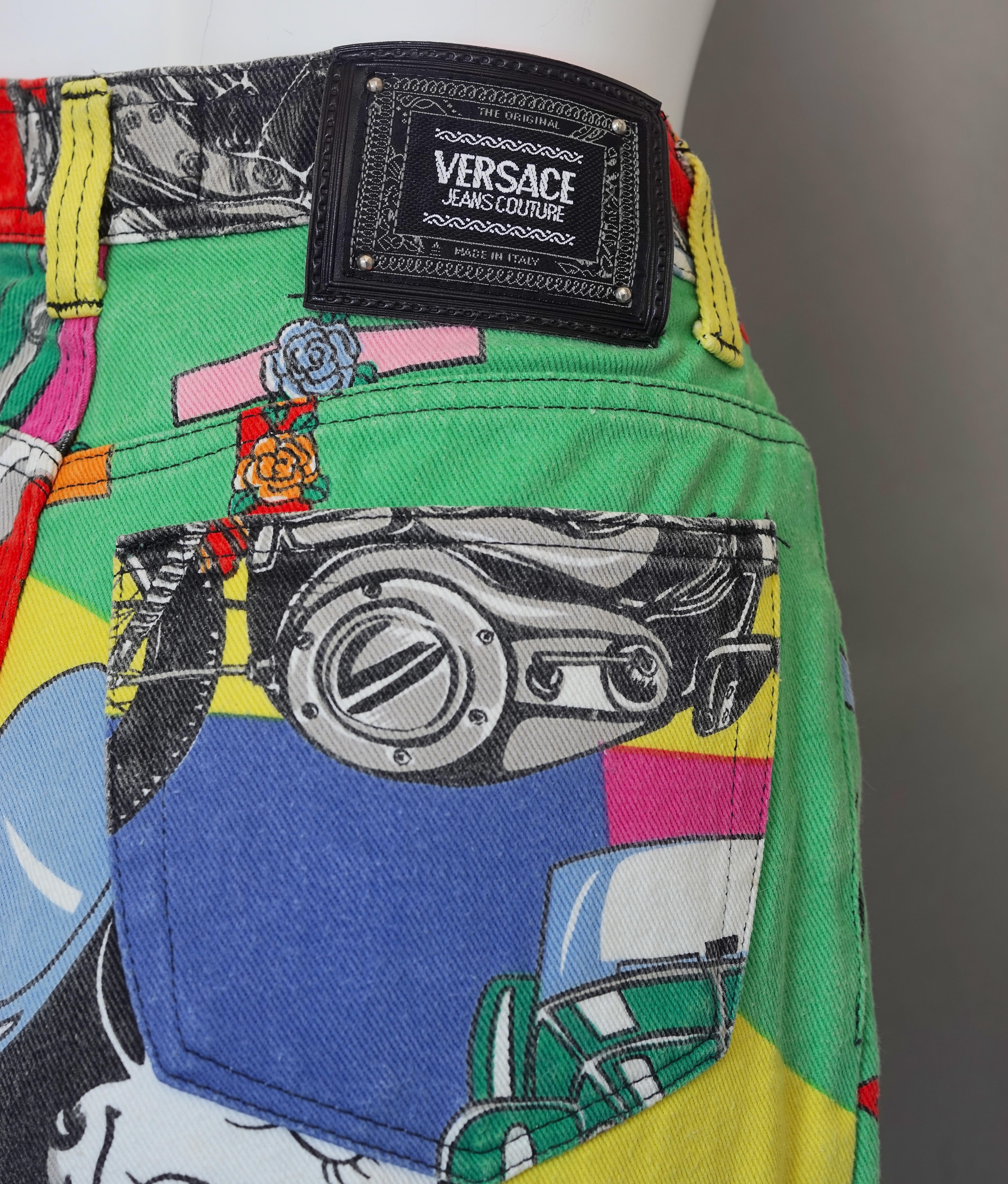 Vintage VERSACE Betty Boop Cartoon Print Pants Jeans Trousers For Sale 7