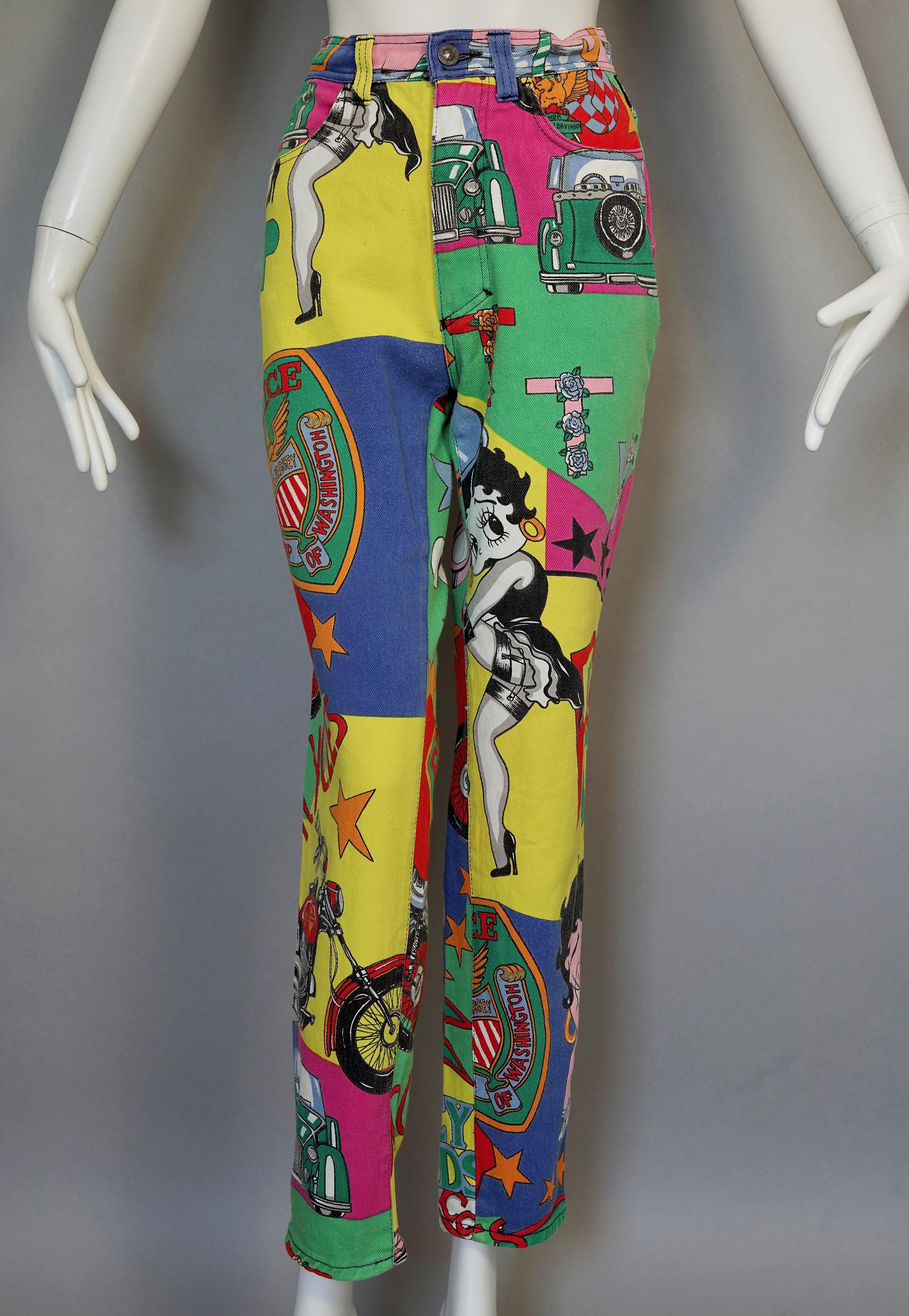 Vintage VERSACE Betty Boop Cartoon Print Pants Jeans Trousers In Excellent Condition For Sale In Kingersheim, Alsace