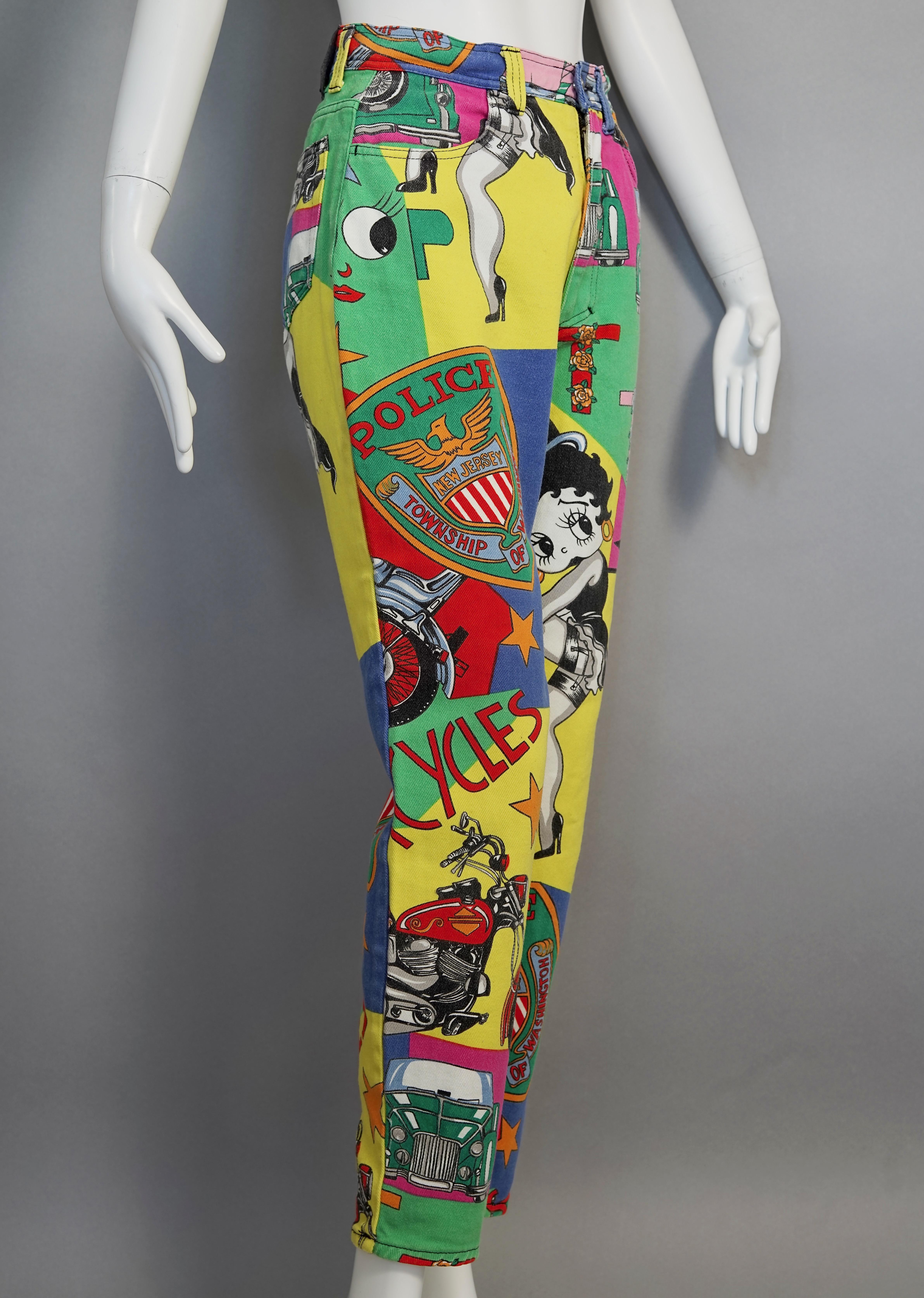 Vintage VERSACE Betty Boop Cartoon Print Pants Jeans Trousers For Sale 1