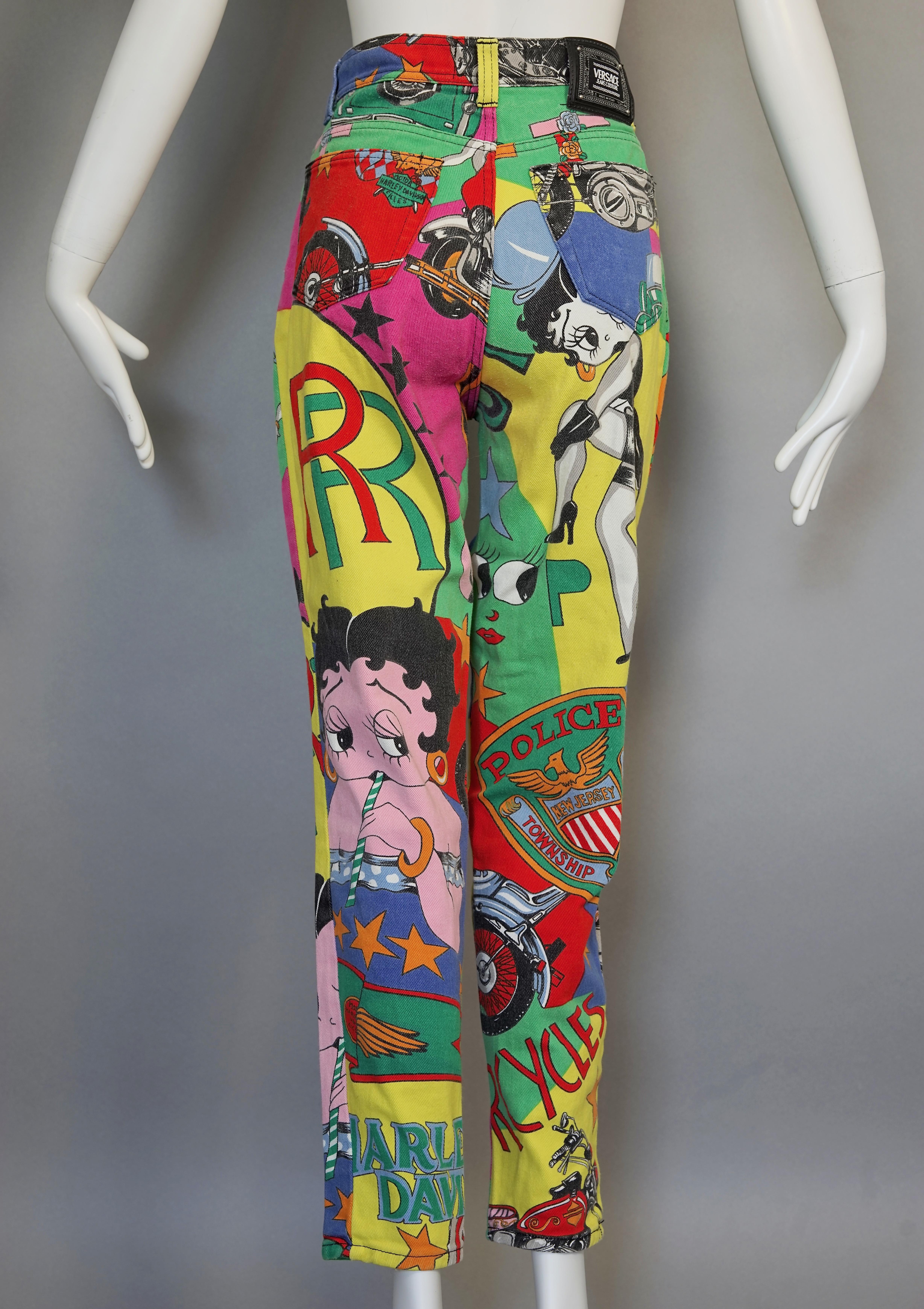 Vintage VERSACE Betty Boop Cartoon Print Pants Jeans Trousers For Sale 2
