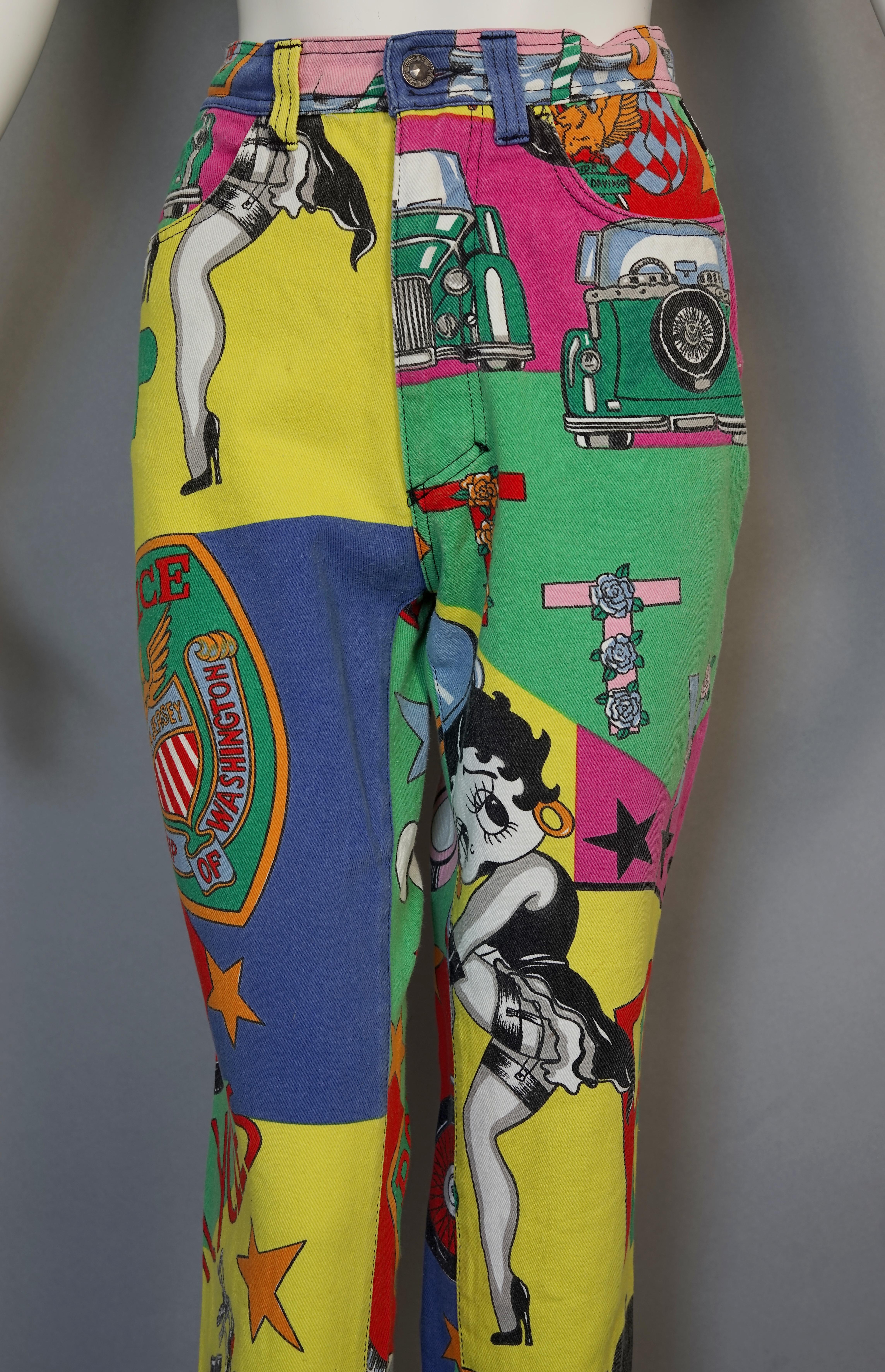 Vintage VERSACE Betty Boop Cartoon Print Pants Jeans Trousers For Sale 4